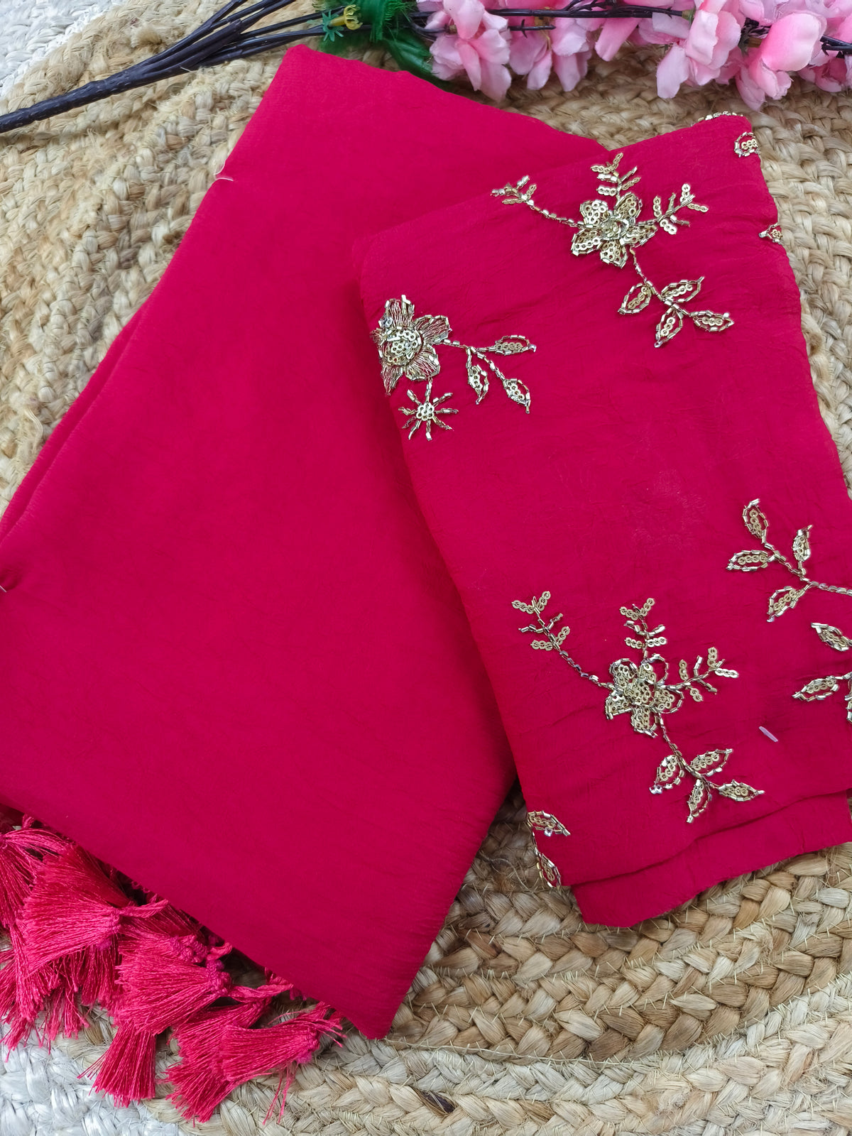 Rani Pink Elegant designer saree