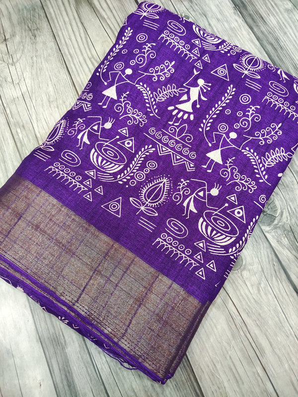 Purple Dola silk saree