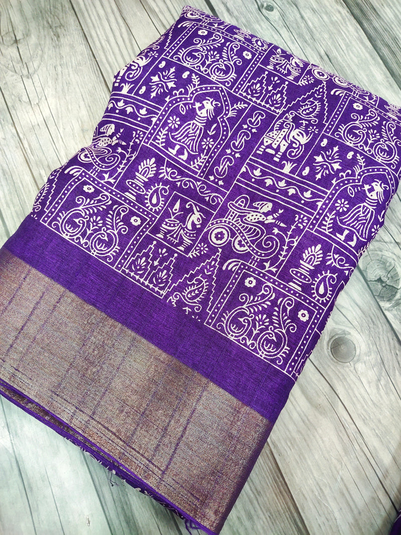 Purple Dola silk saree