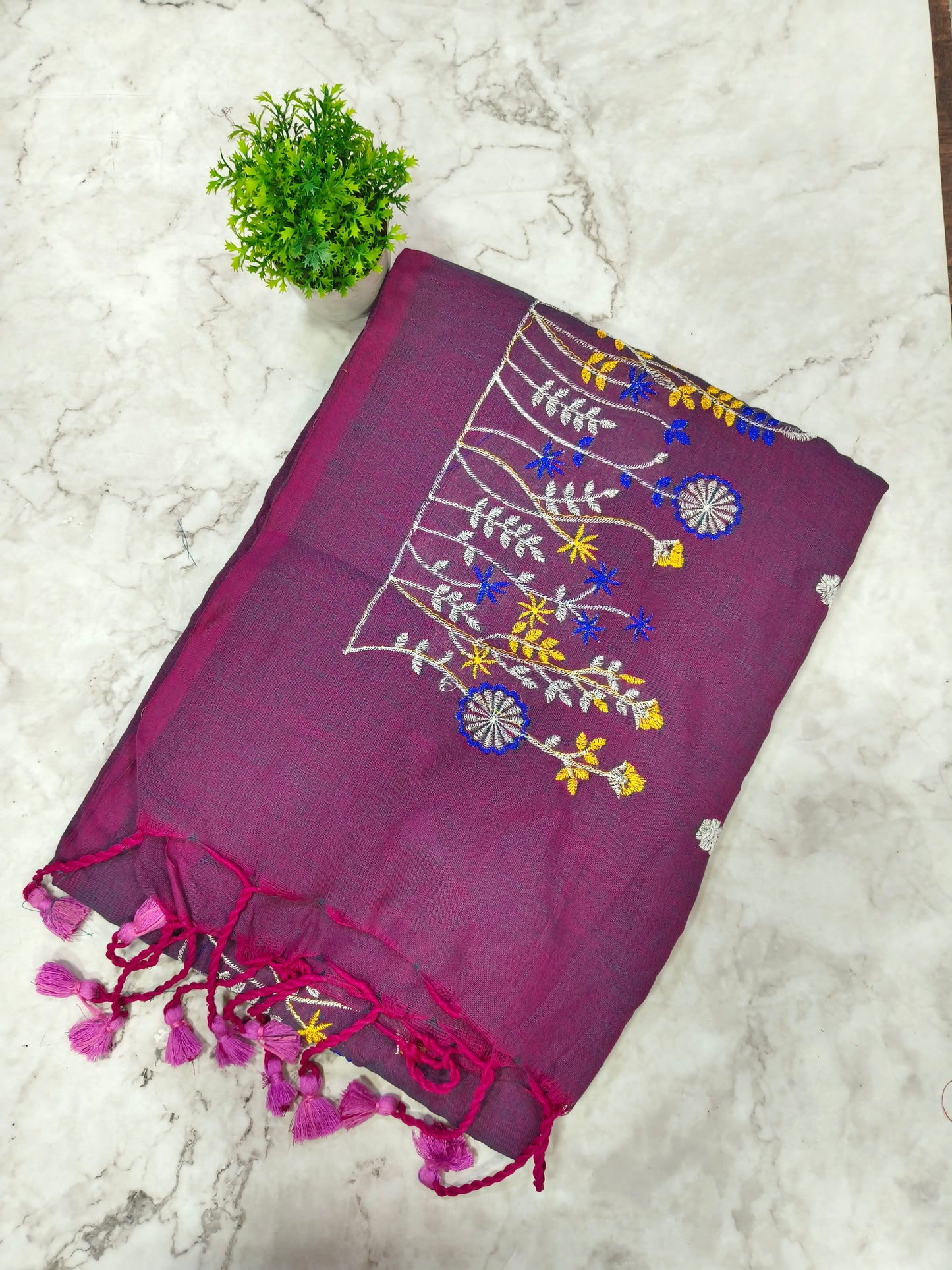 Lavender Khadi cotton saree