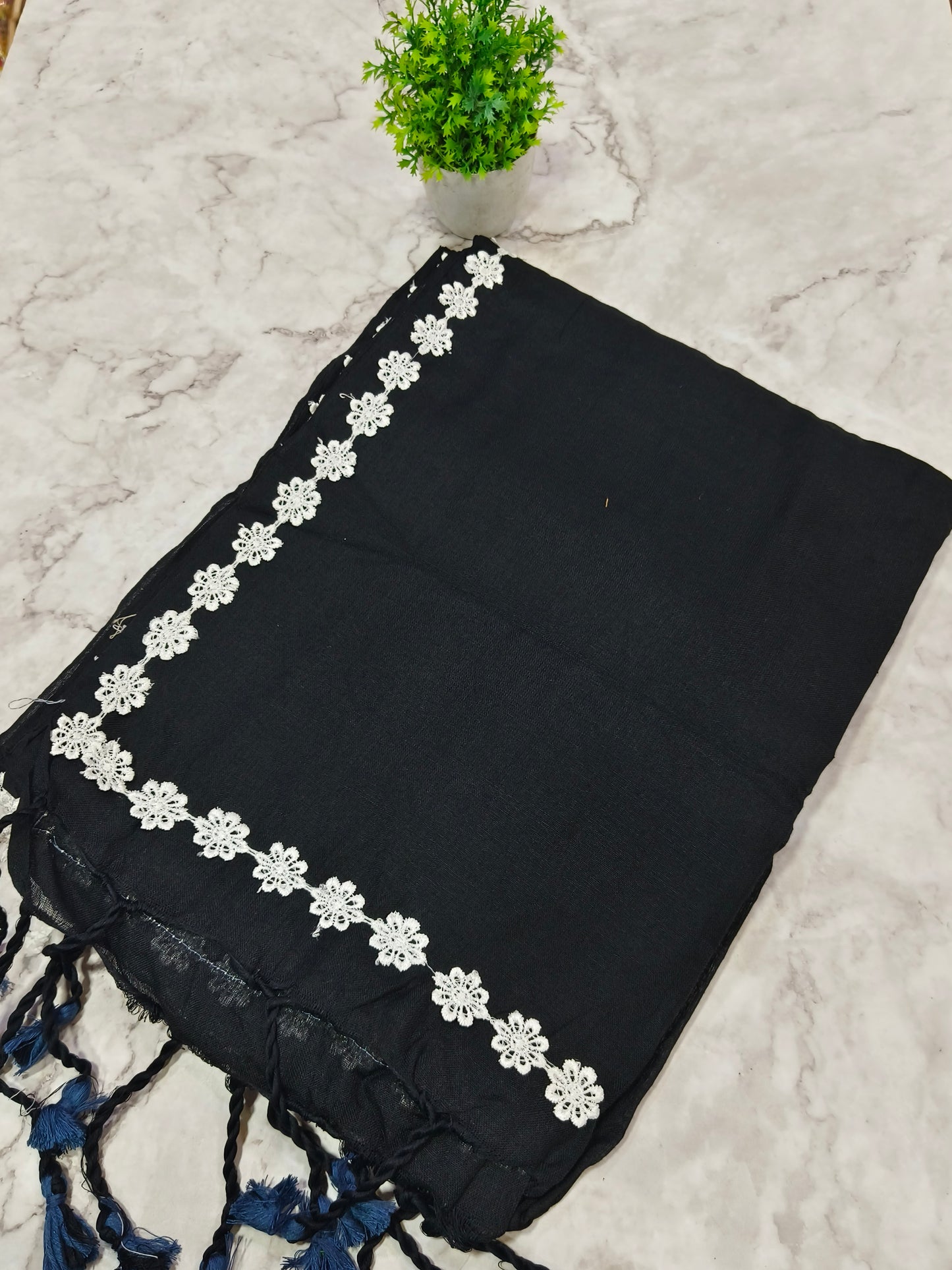Black Khadi cotton saree
