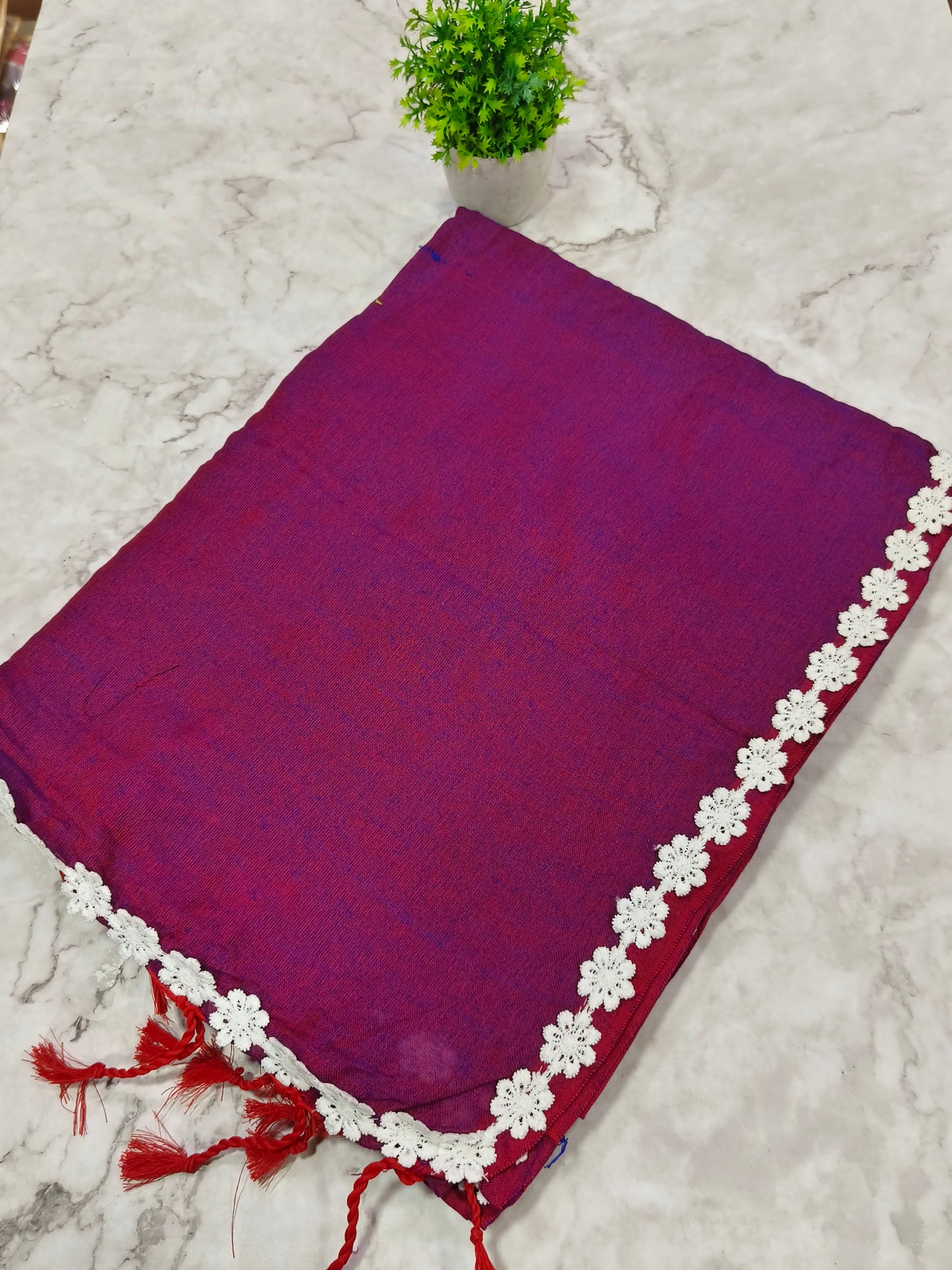 Magenta Khadi cotton saree