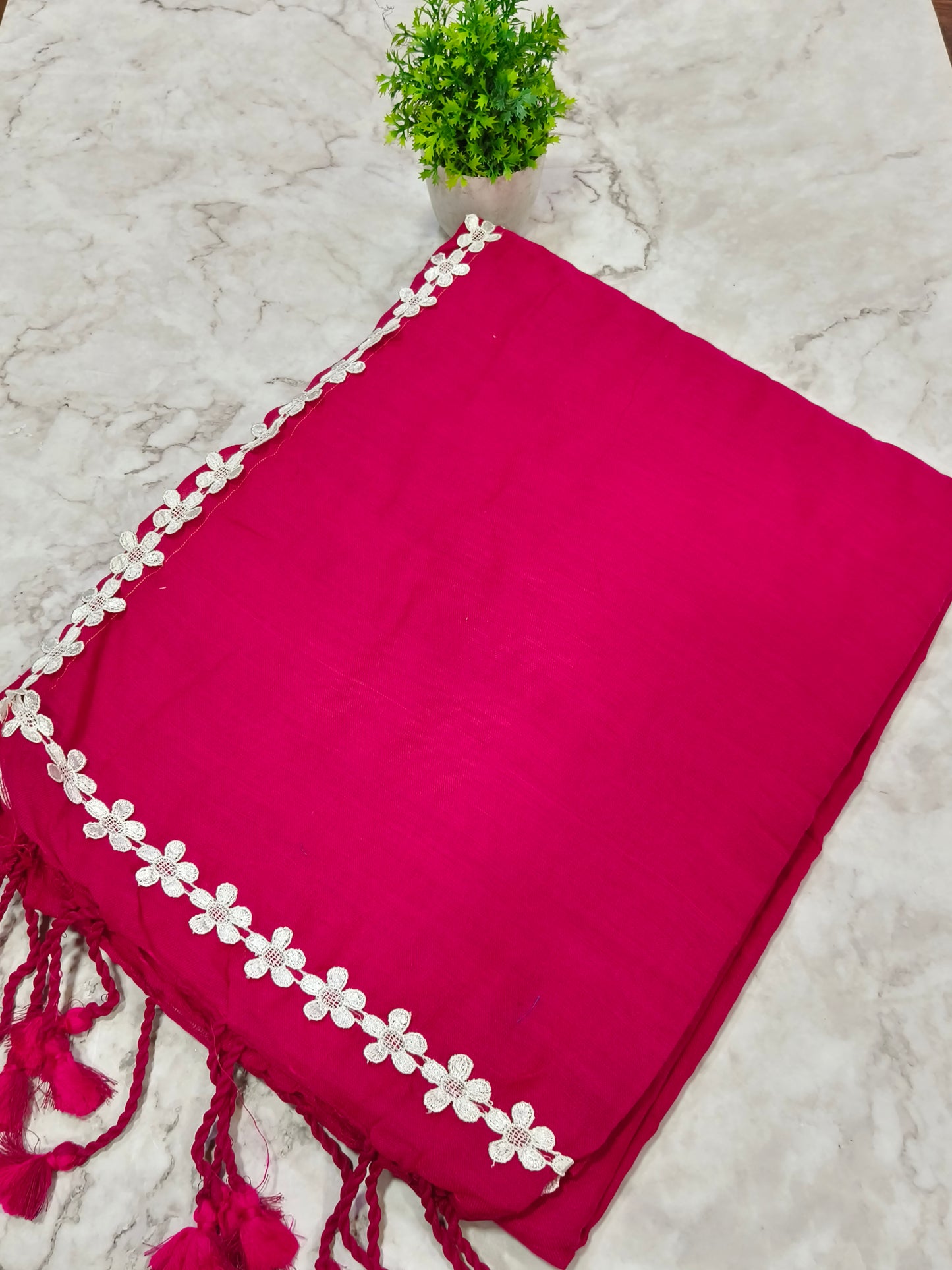 Rani pink Khadi cotton saree