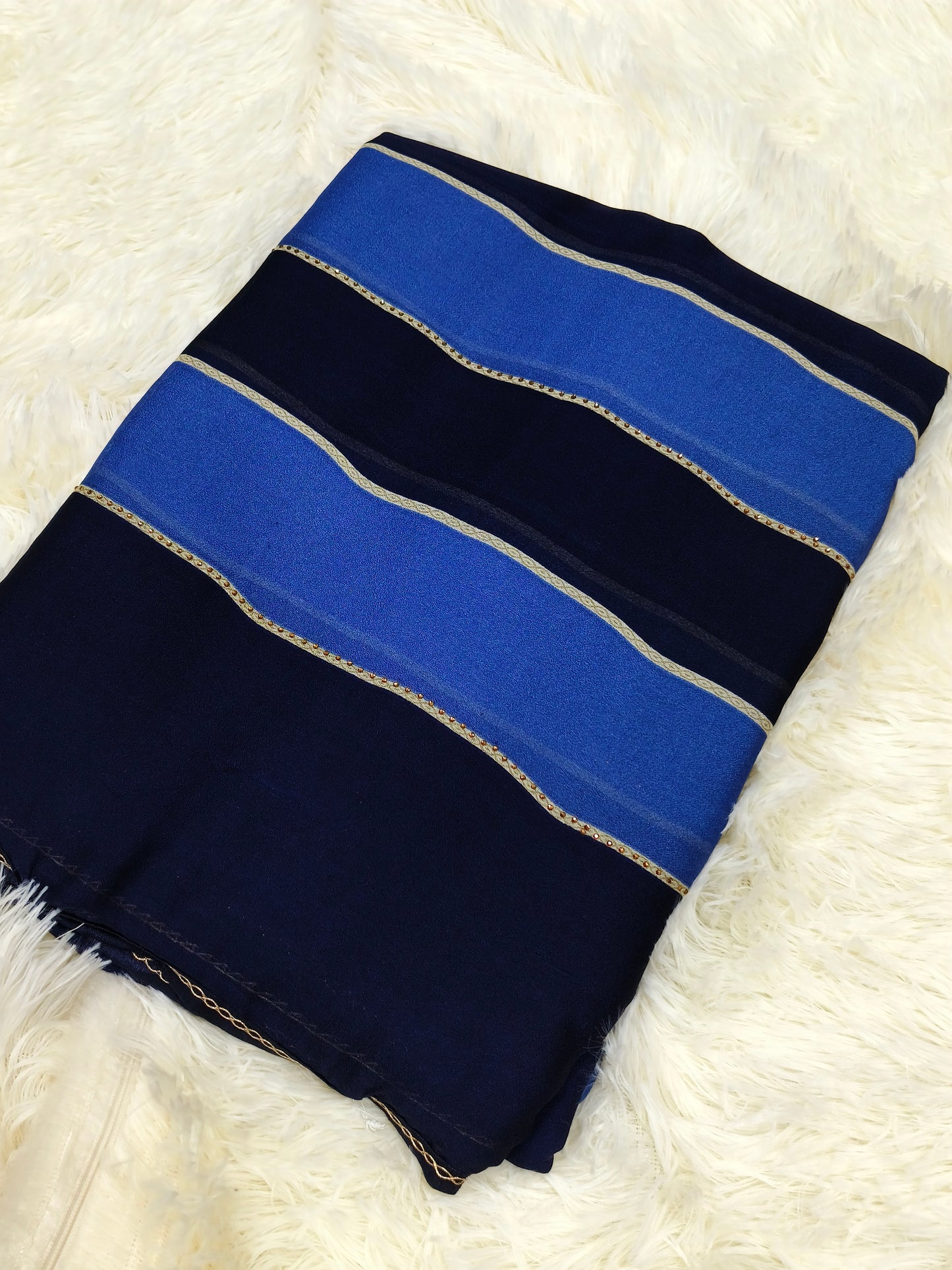 Blue with Navy Blue designer georgette saree
