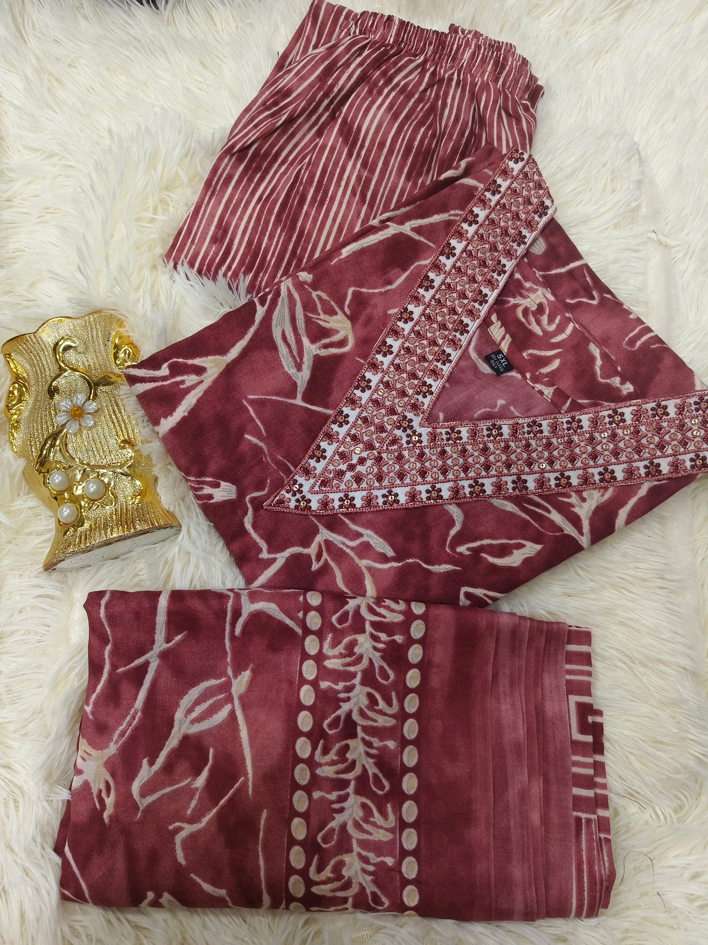 Burgundy Cotton sets with duppata
