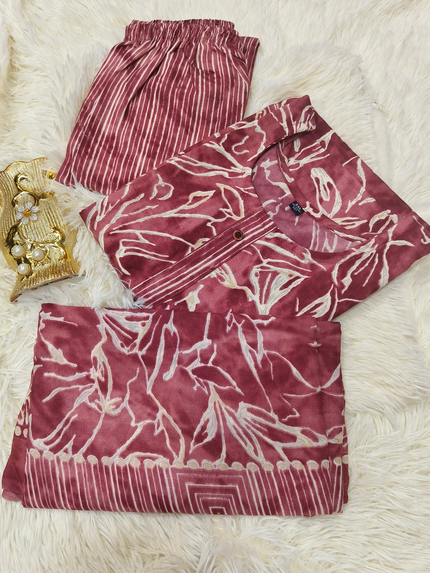 Burgundy Cotton sets with duppata
