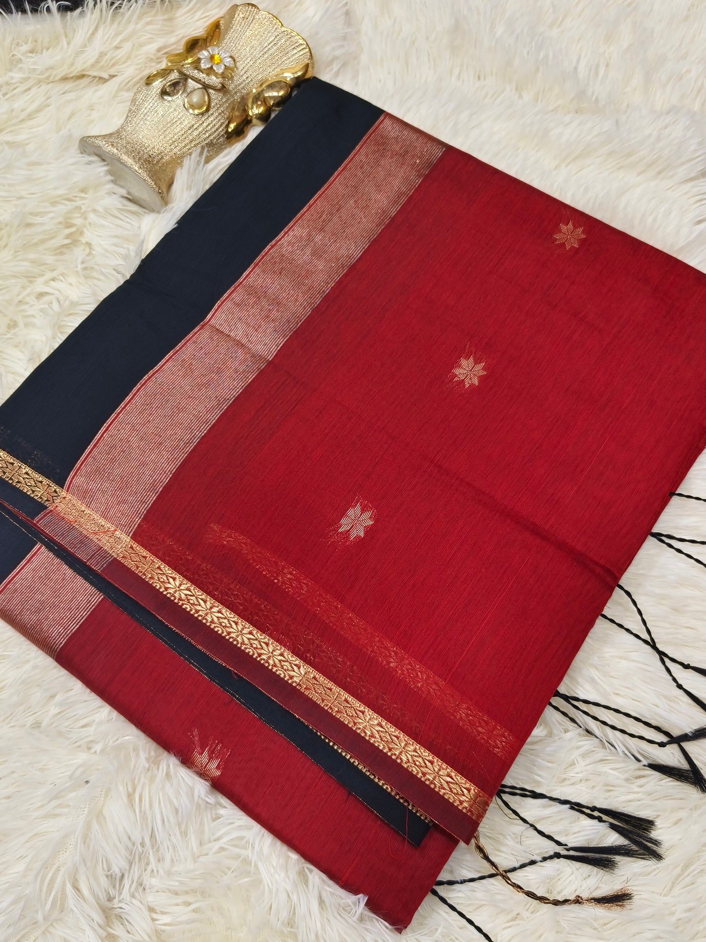 Black With Red Maheshwari Cotton