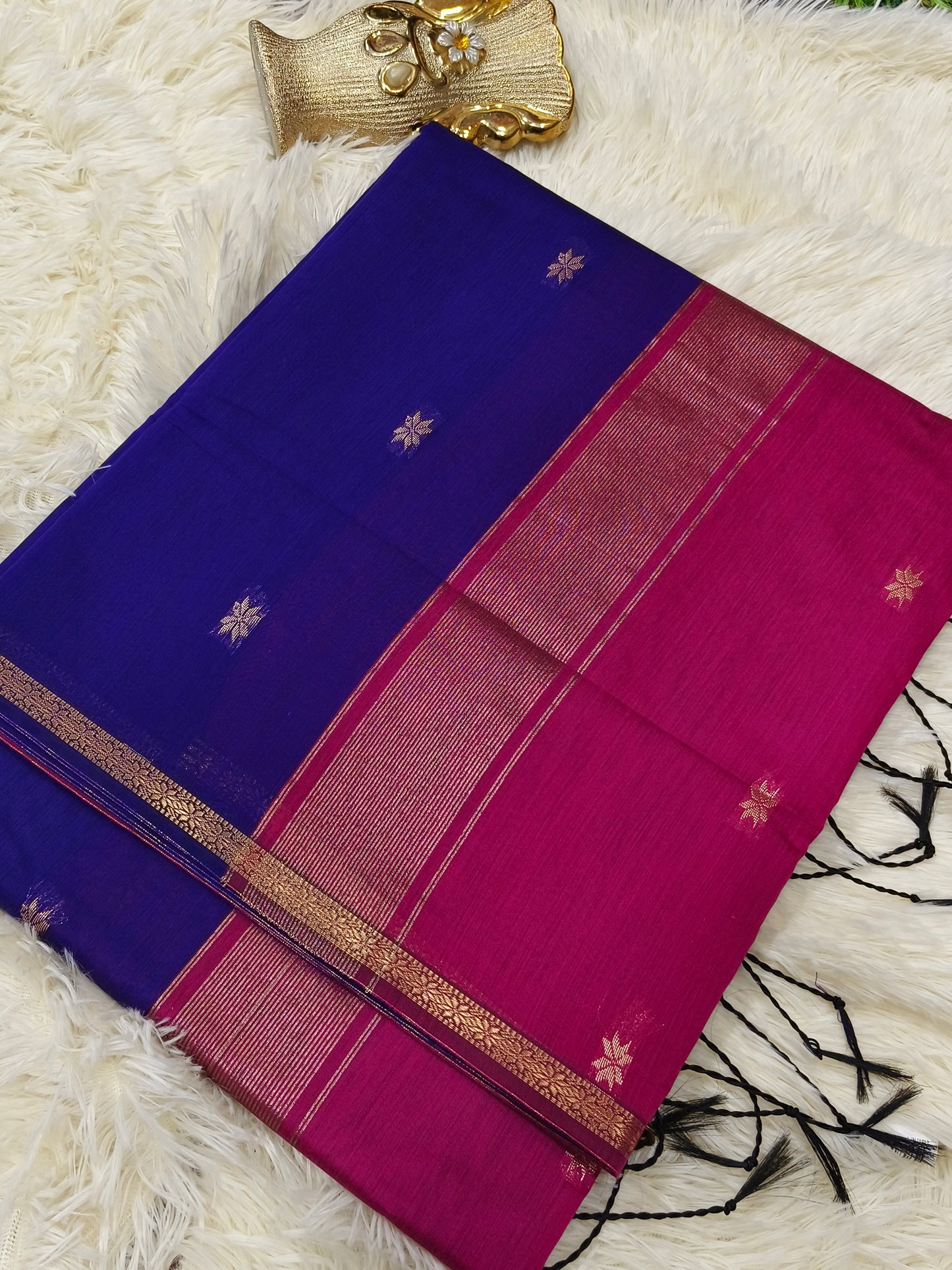 Purple with Pink Maheshwari Cotton