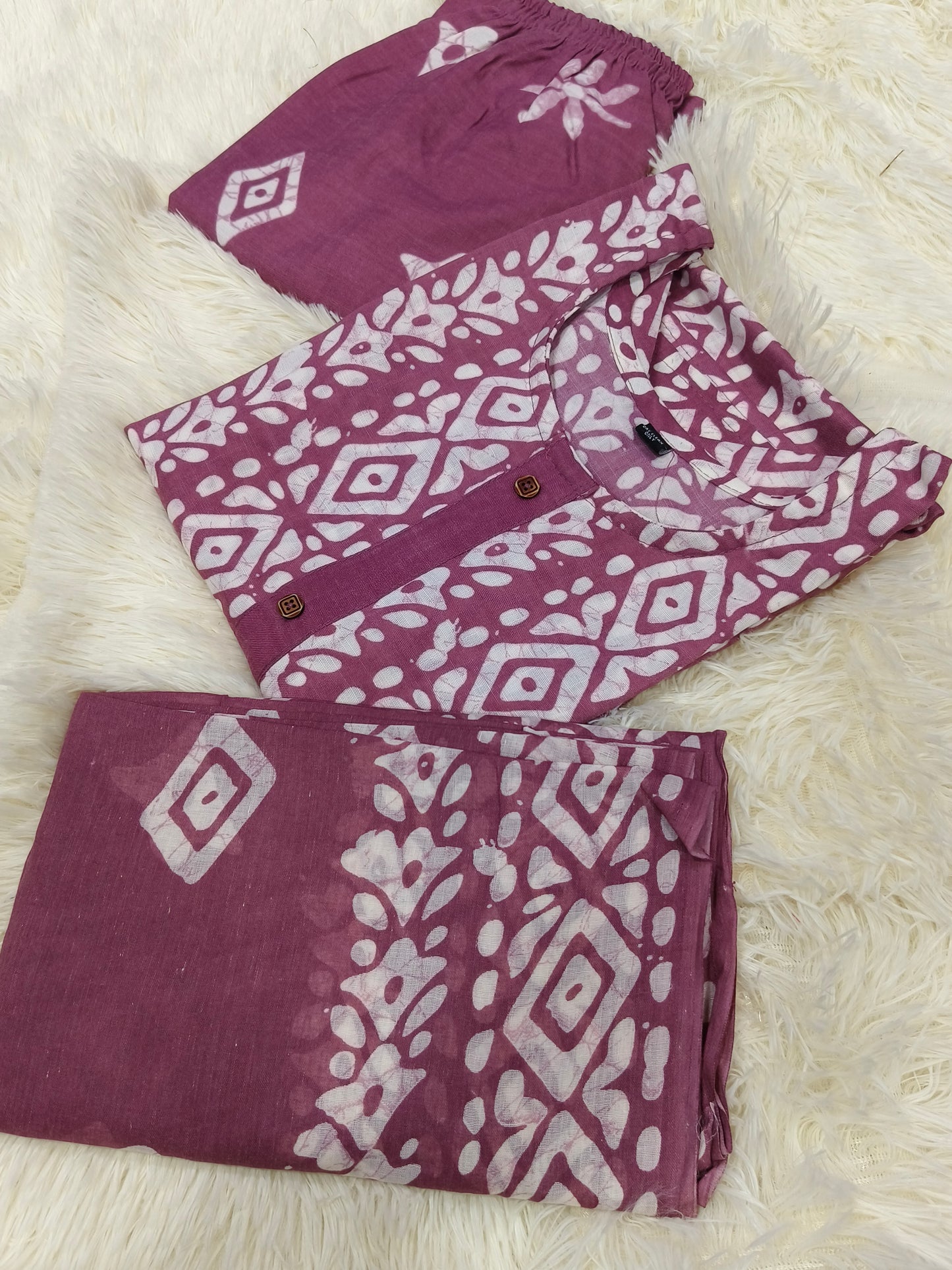 Wine Cotton sets with duppata