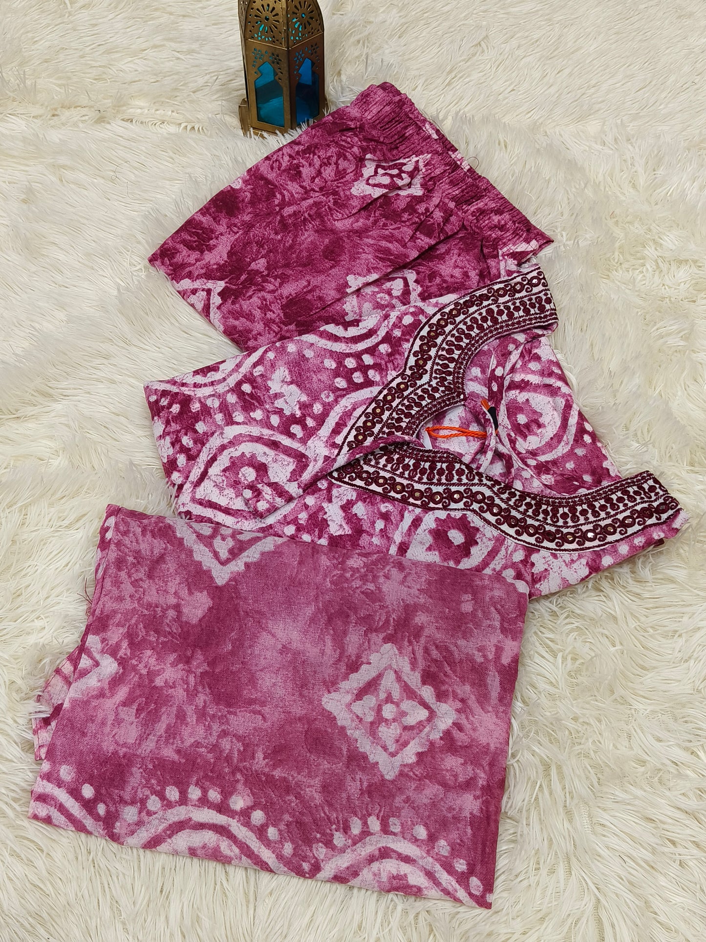 Wine Cotton sets with duppata