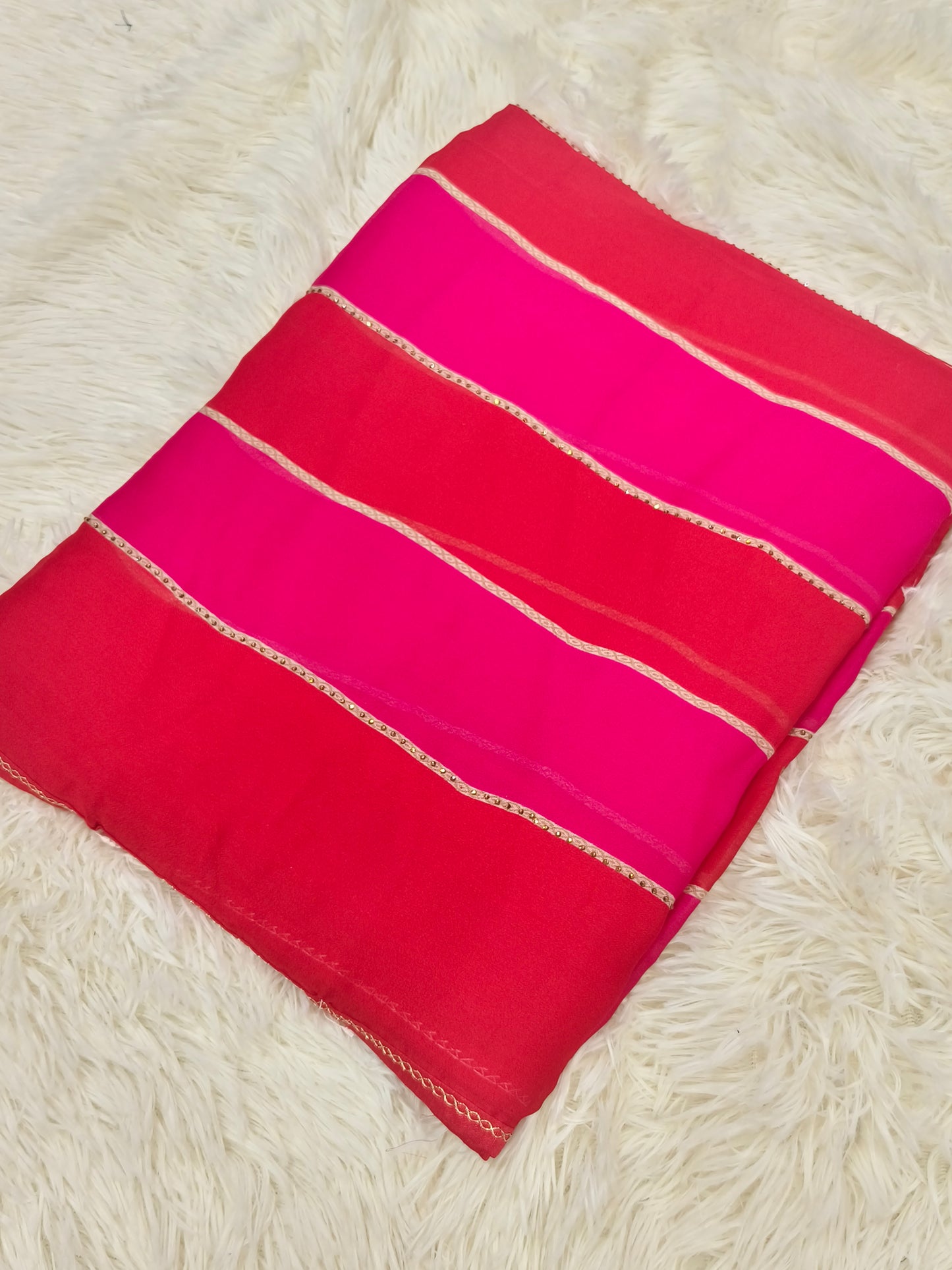 Red with Pink designer georgette saree