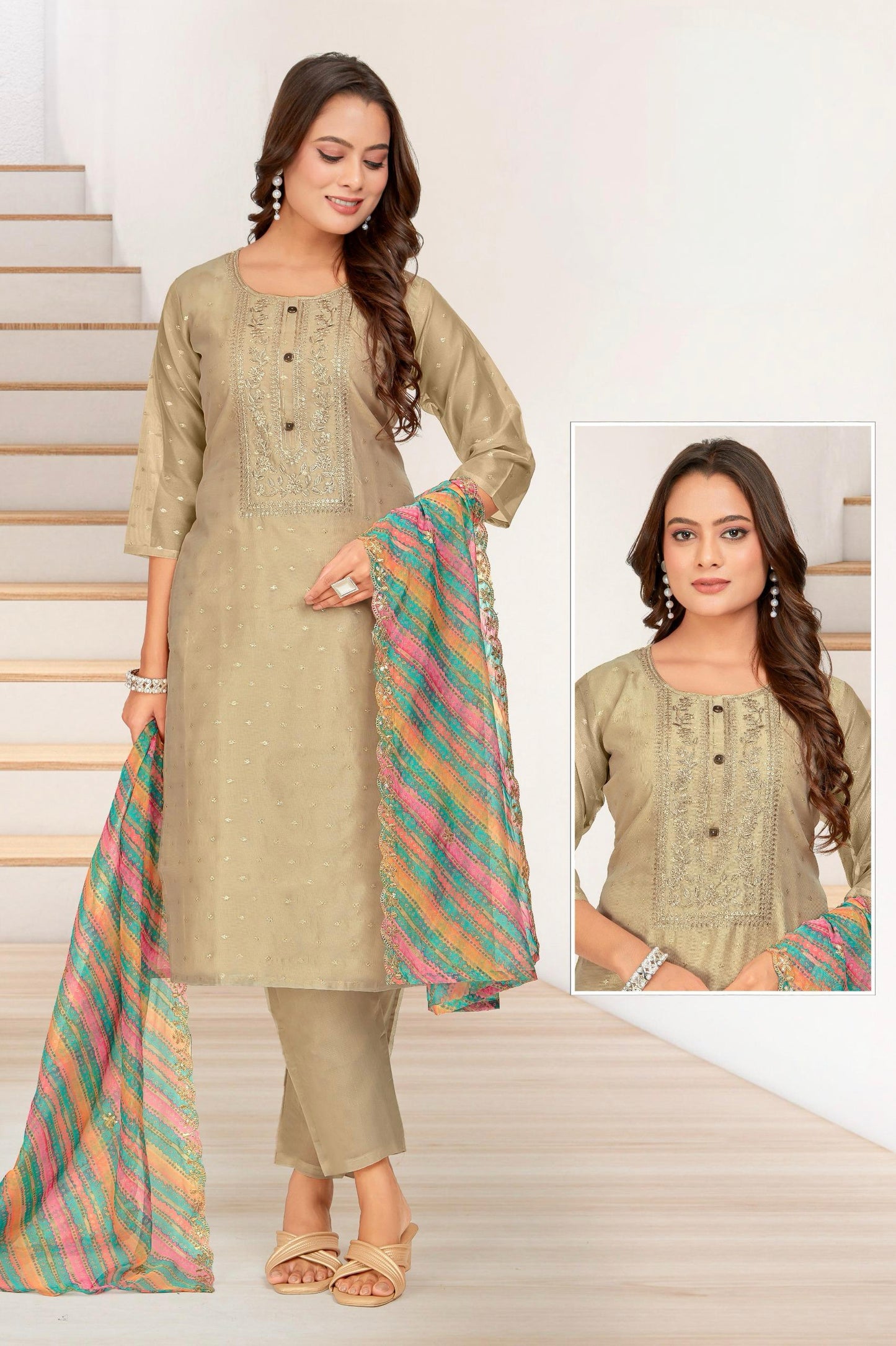 Light beige designer salwar suit