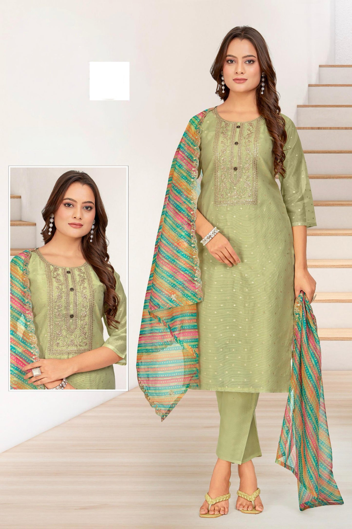 Light pista Green designer salwar suit