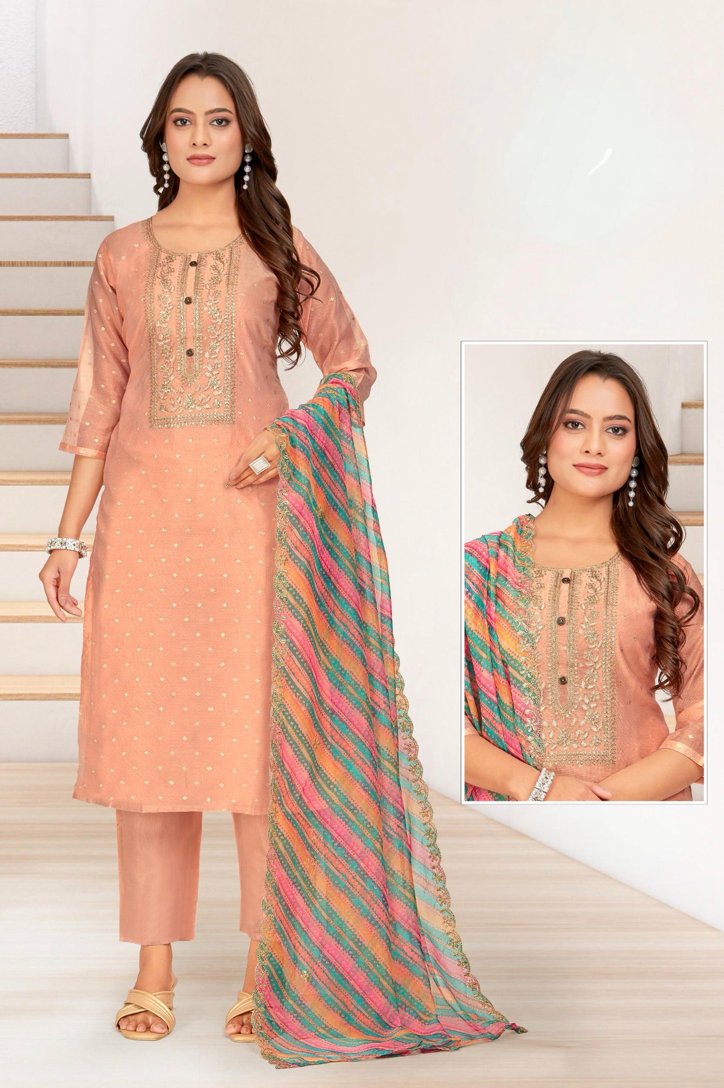 Pestel Peach designer salwar suit