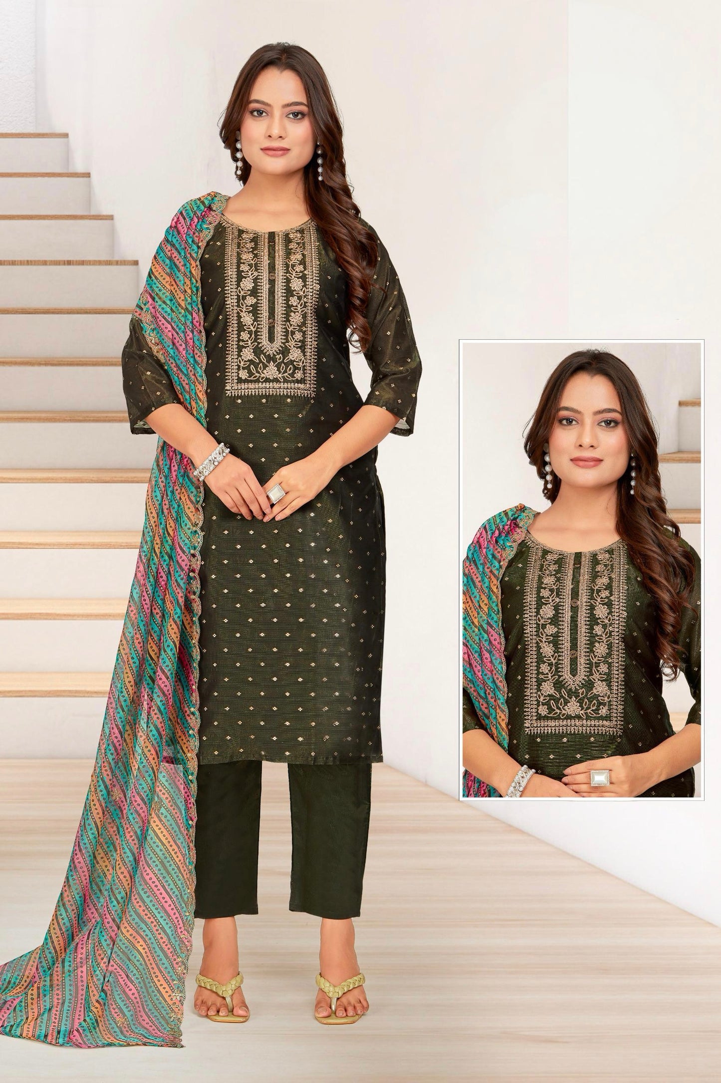 Olive Green designer salwar suit