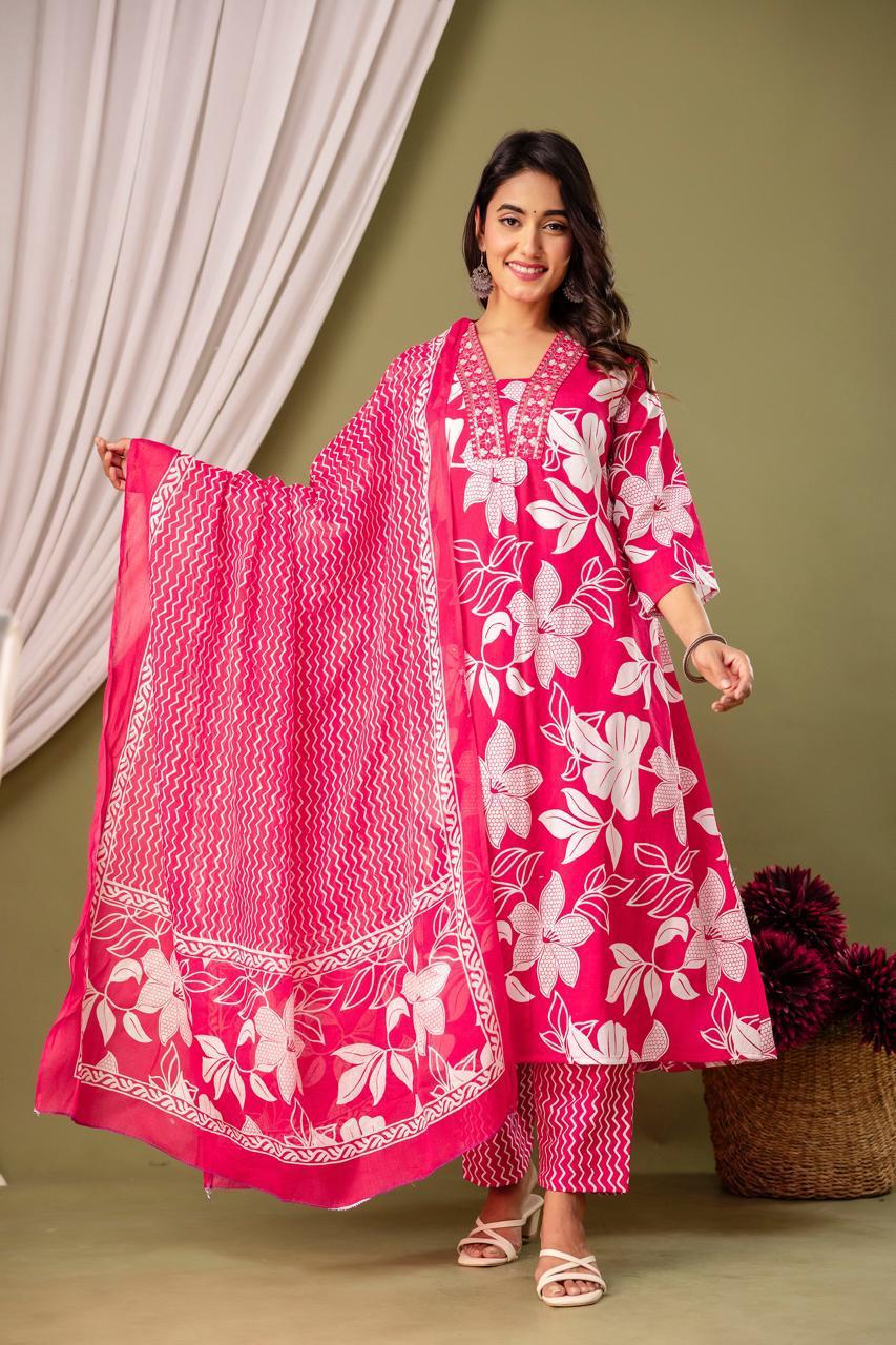 Pink designer cotton suit