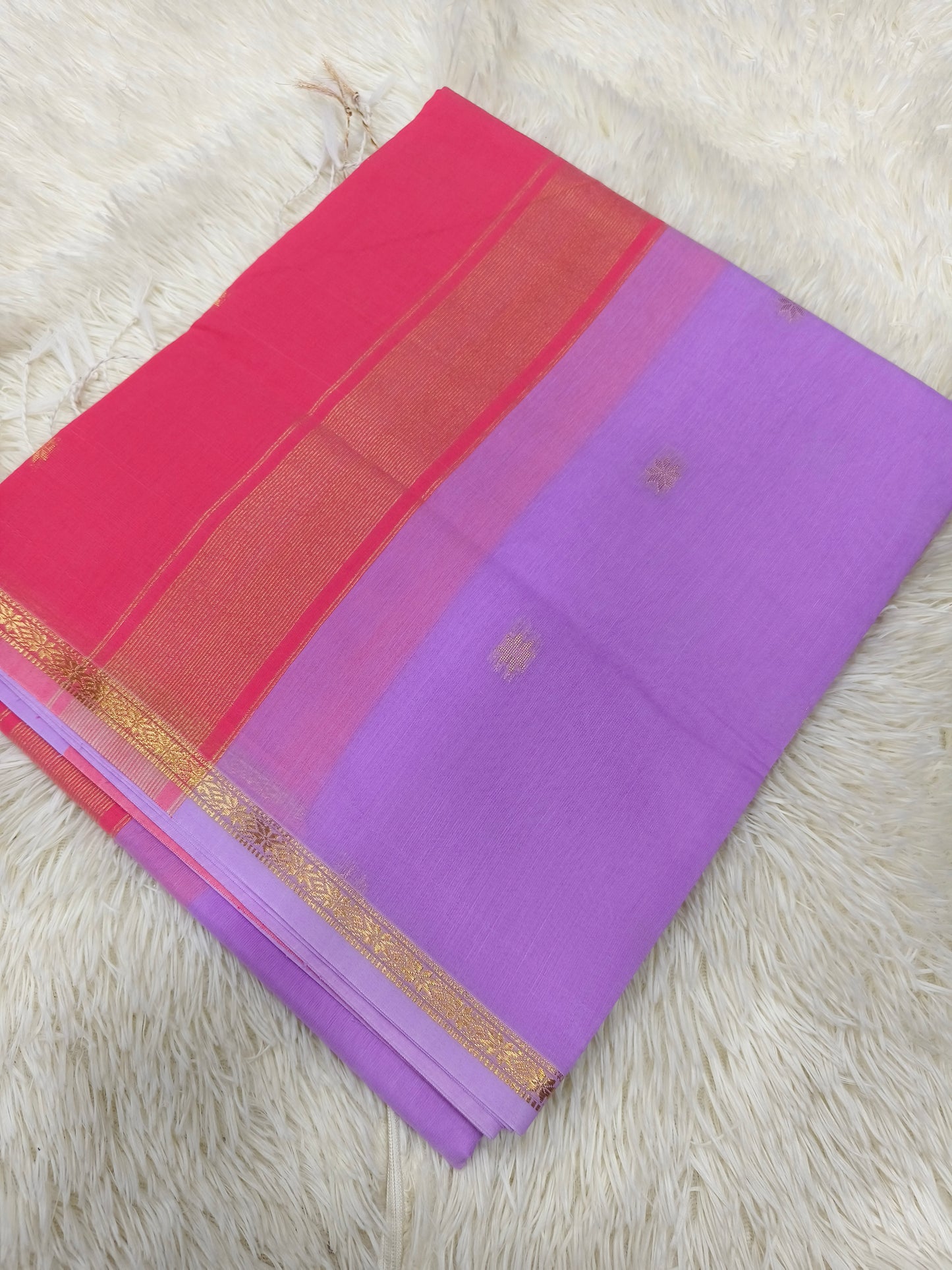 Levender with pink Maheshwari Cotton