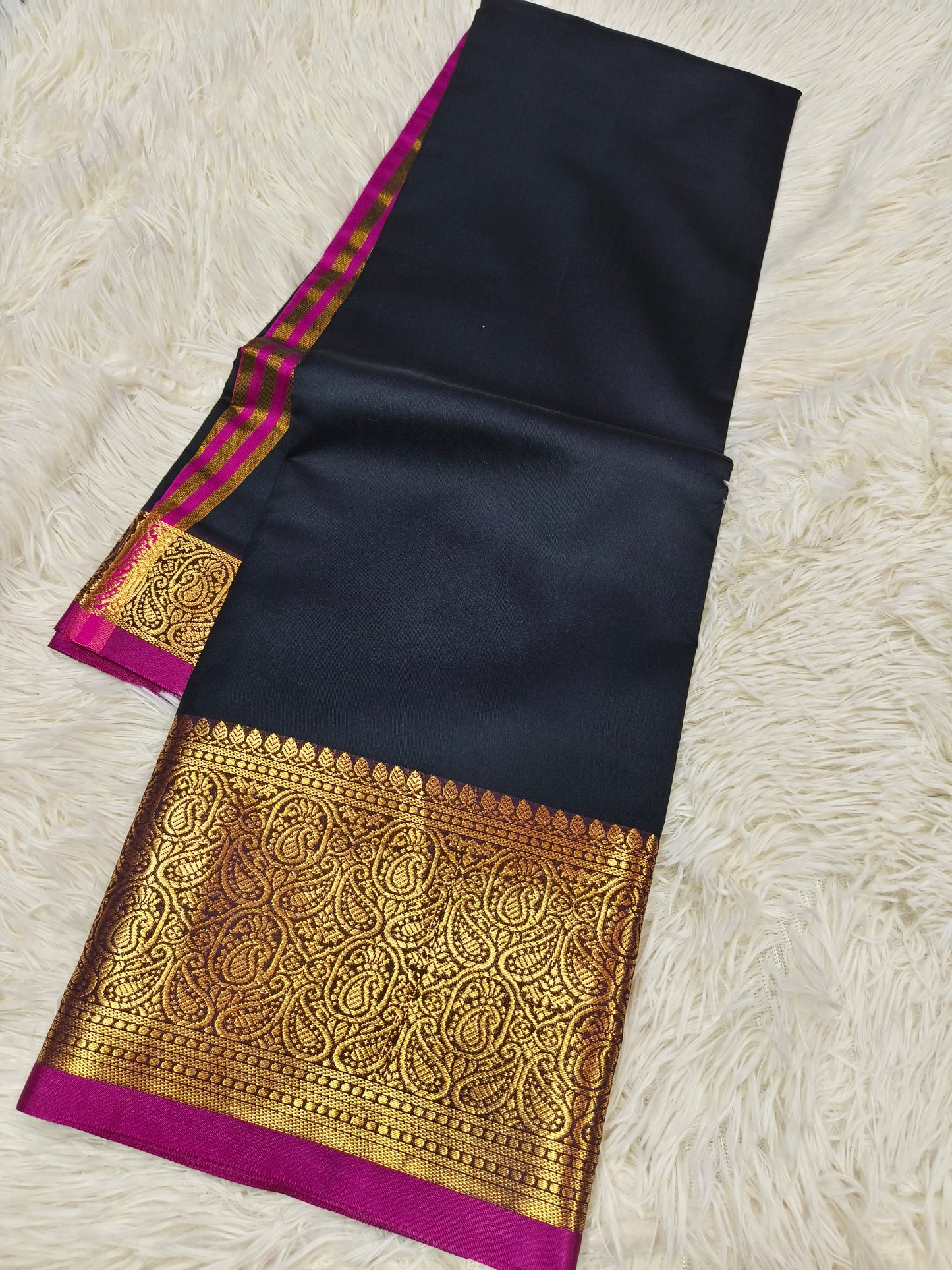 Black semi silk saree
