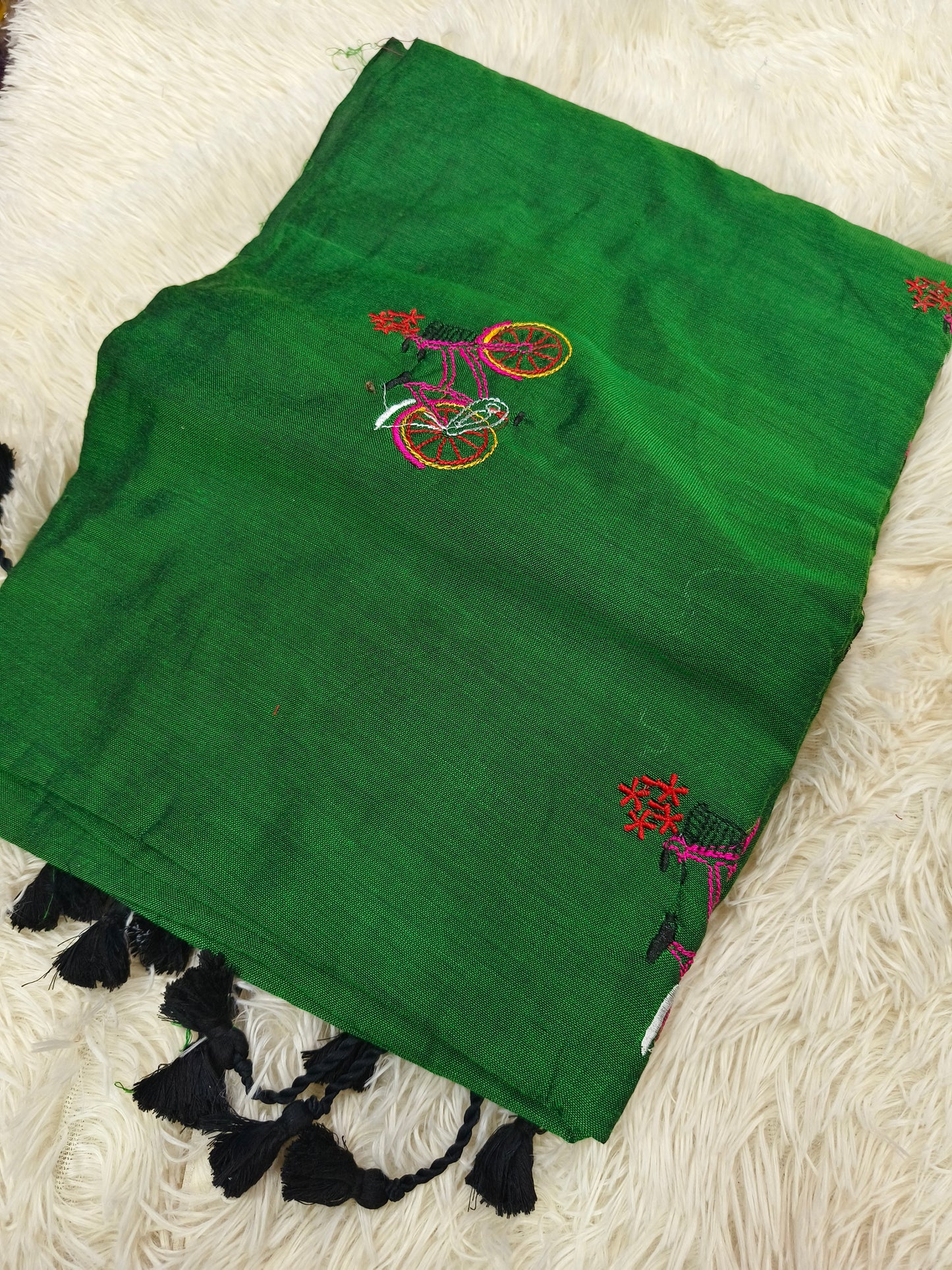 Green Khadi cotton saree