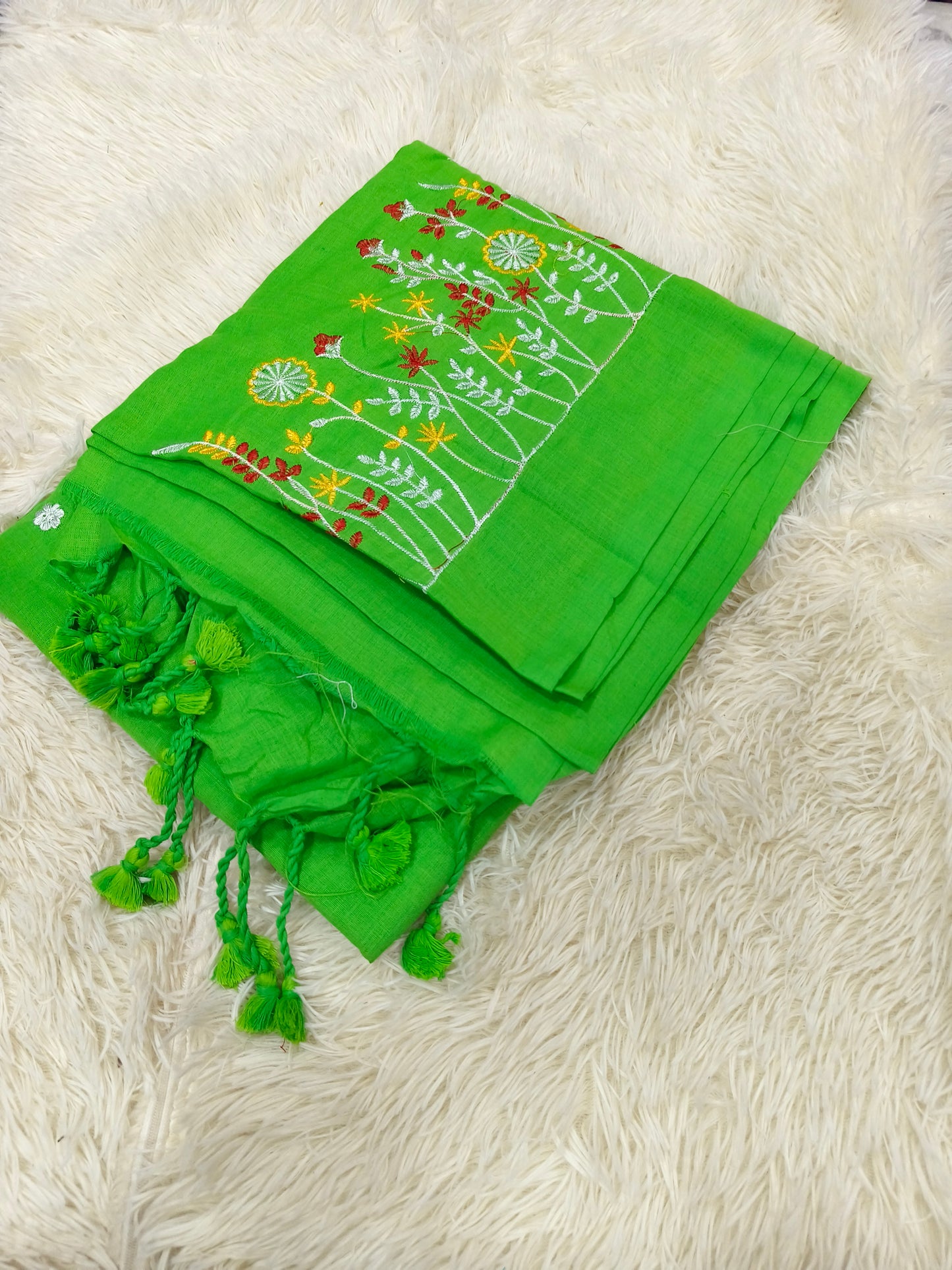 Green Khadi cotton saree