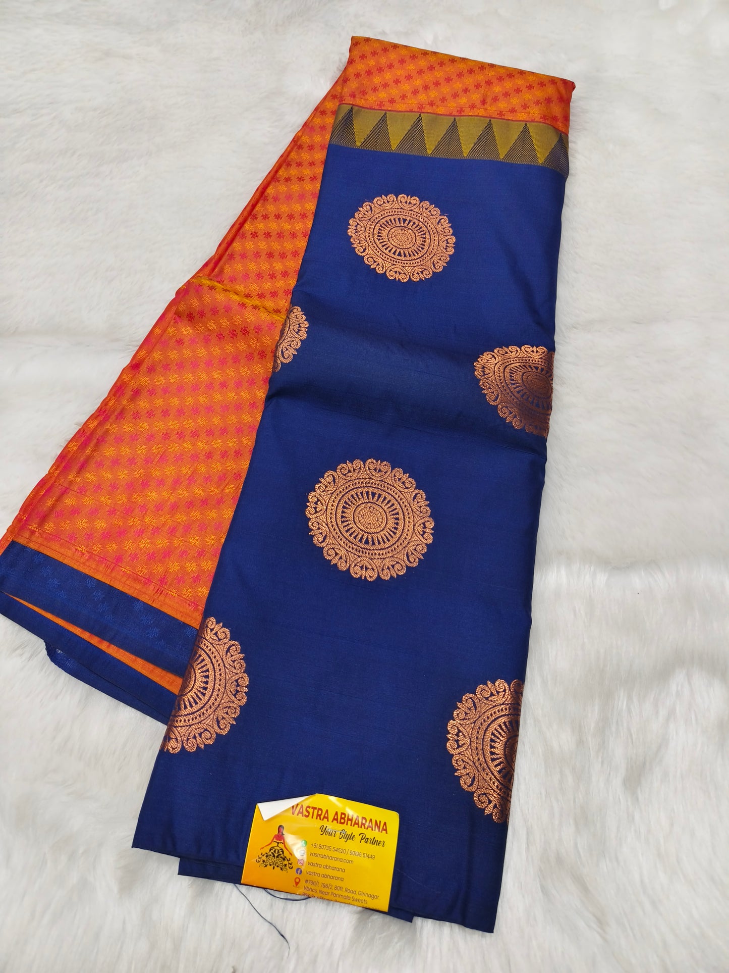 Orange kanjivaram silk saree