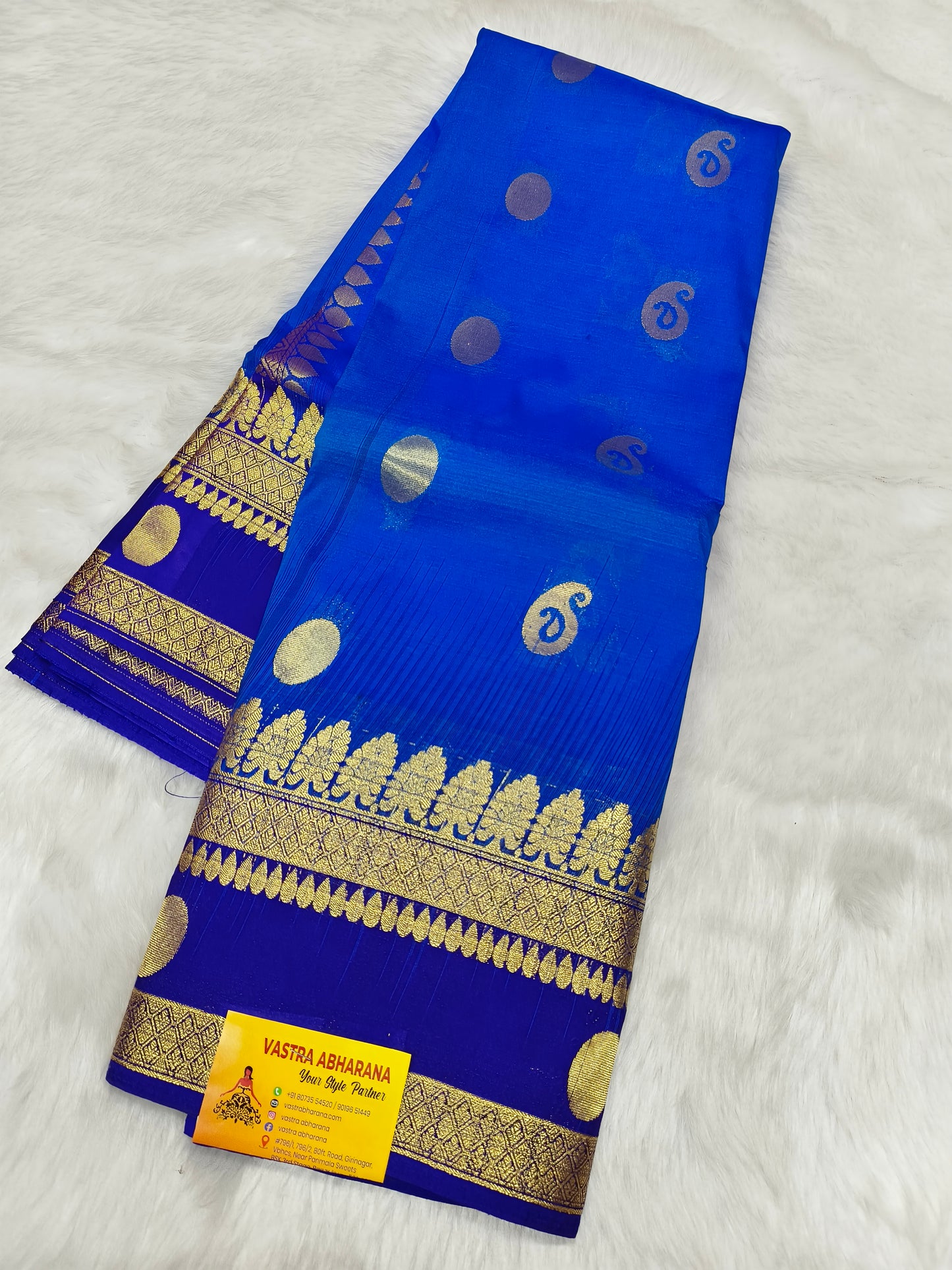 Royal Blue kanjivaram silk saree