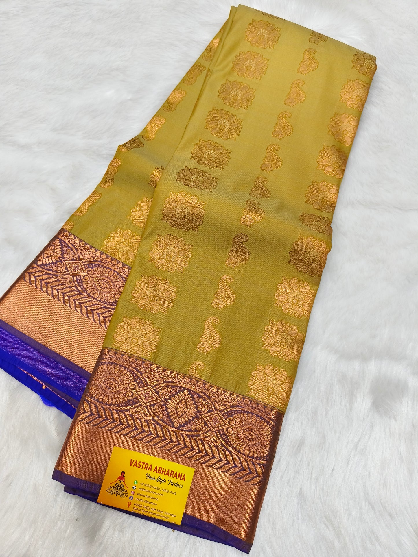 Light gold kanjivaram silk saree