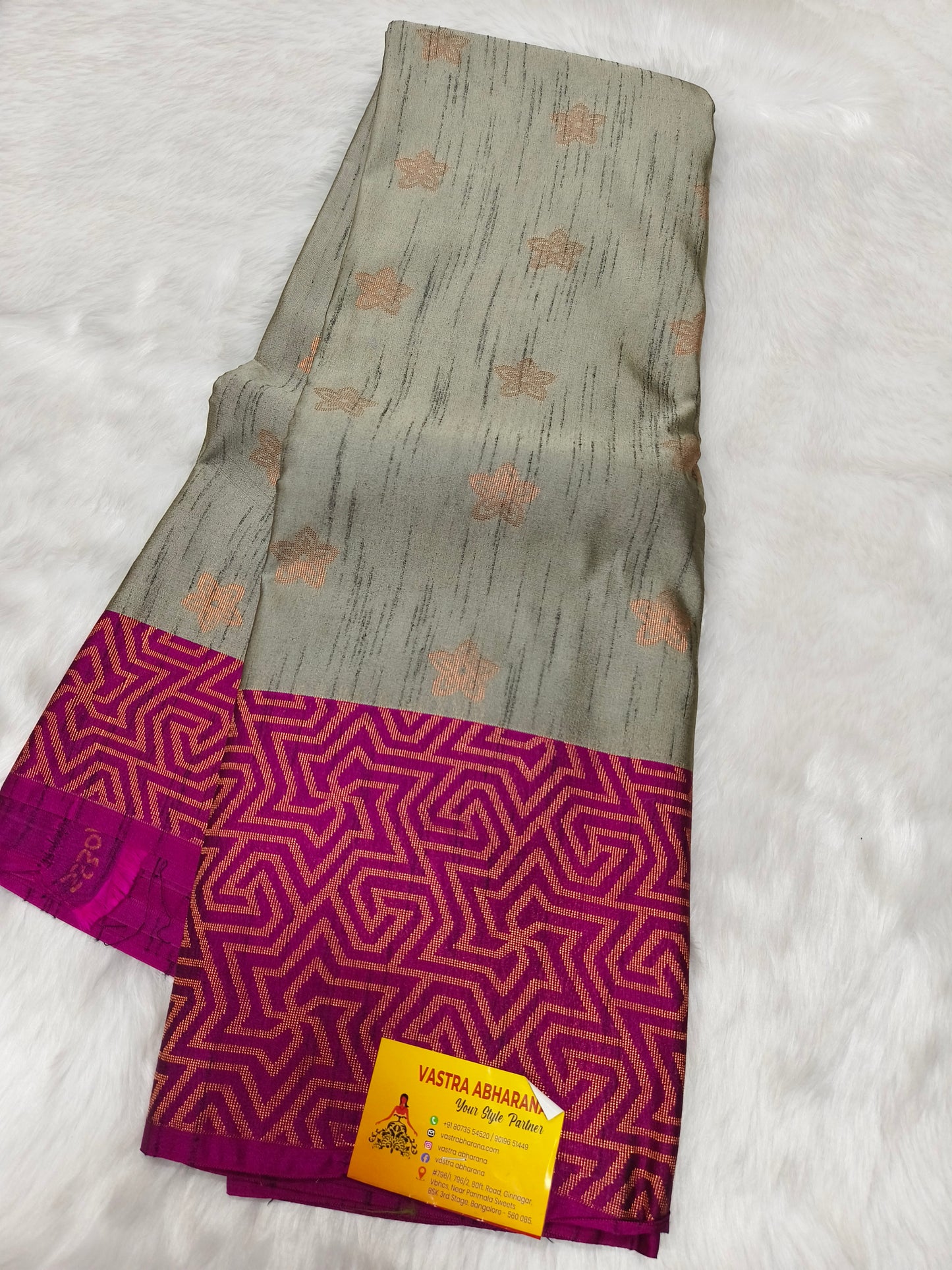Grey kanjivaram silk saree