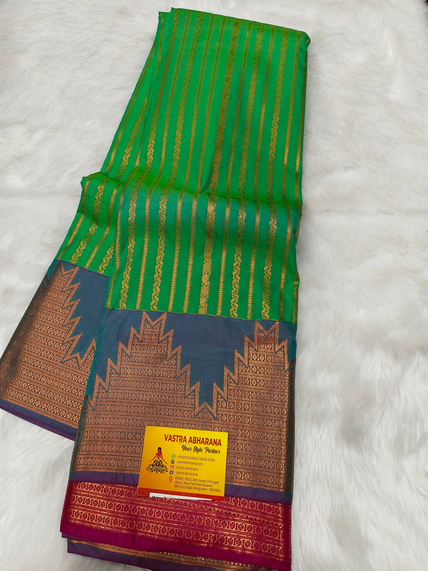 Rama Green kanjivaram silk saree