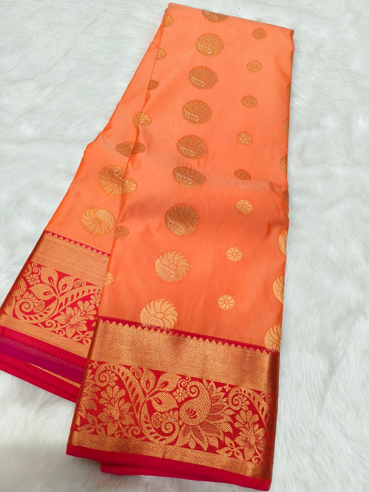 Peach kanjivaram silk saree