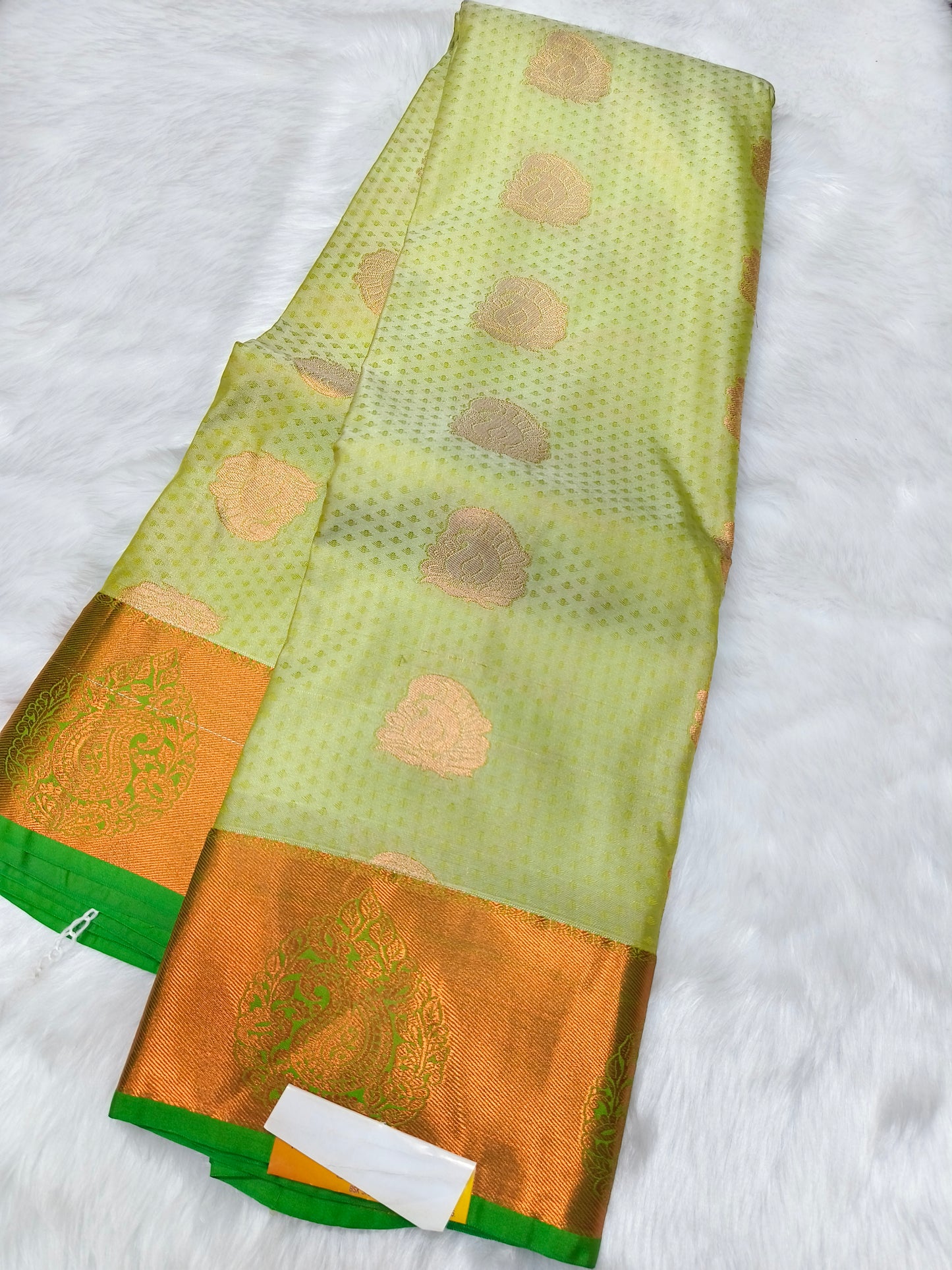 Pista Green Semi kanjivaram silk saree