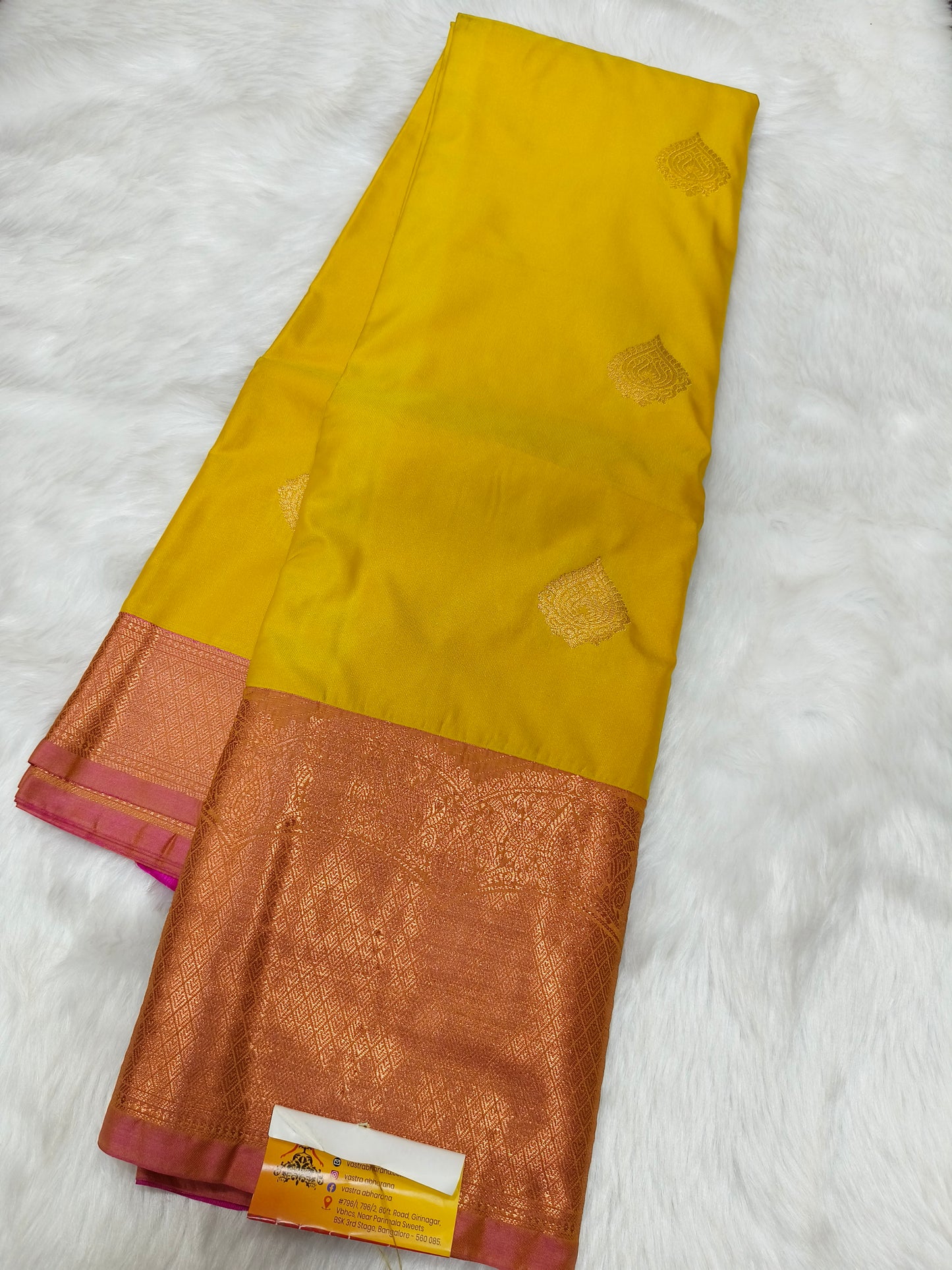 Yellow Semi kanjivaram silk saree