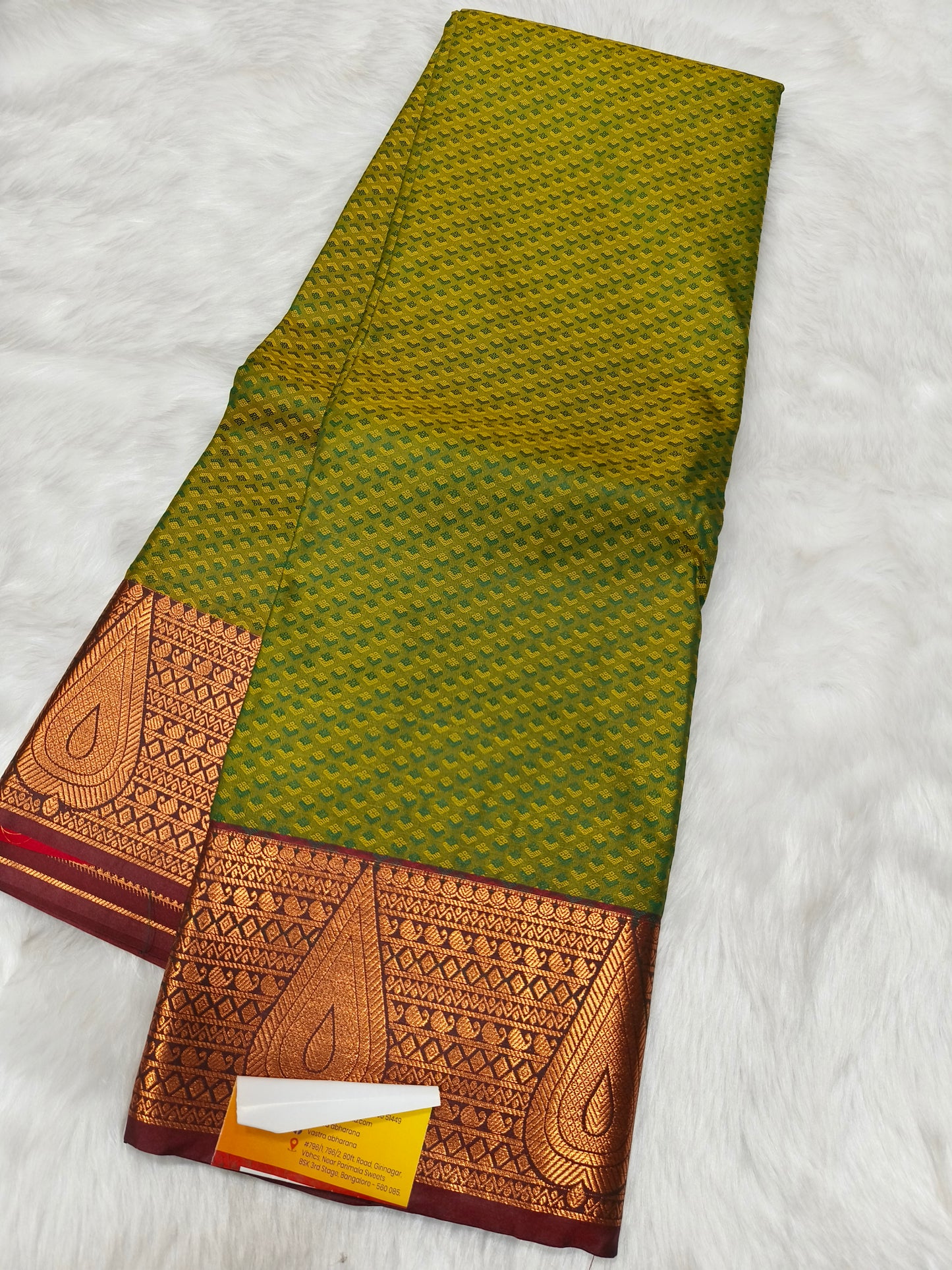 Mehandi Green Semi kanjivaram silk saree