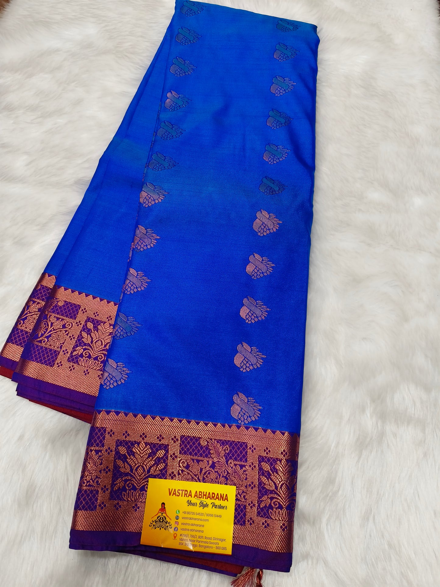 Royal Blue Semi kanjivaram silk saree