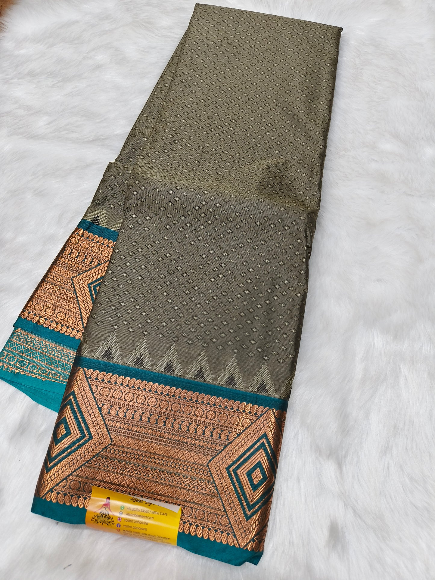 Grey Semi kanjivaram silk saree