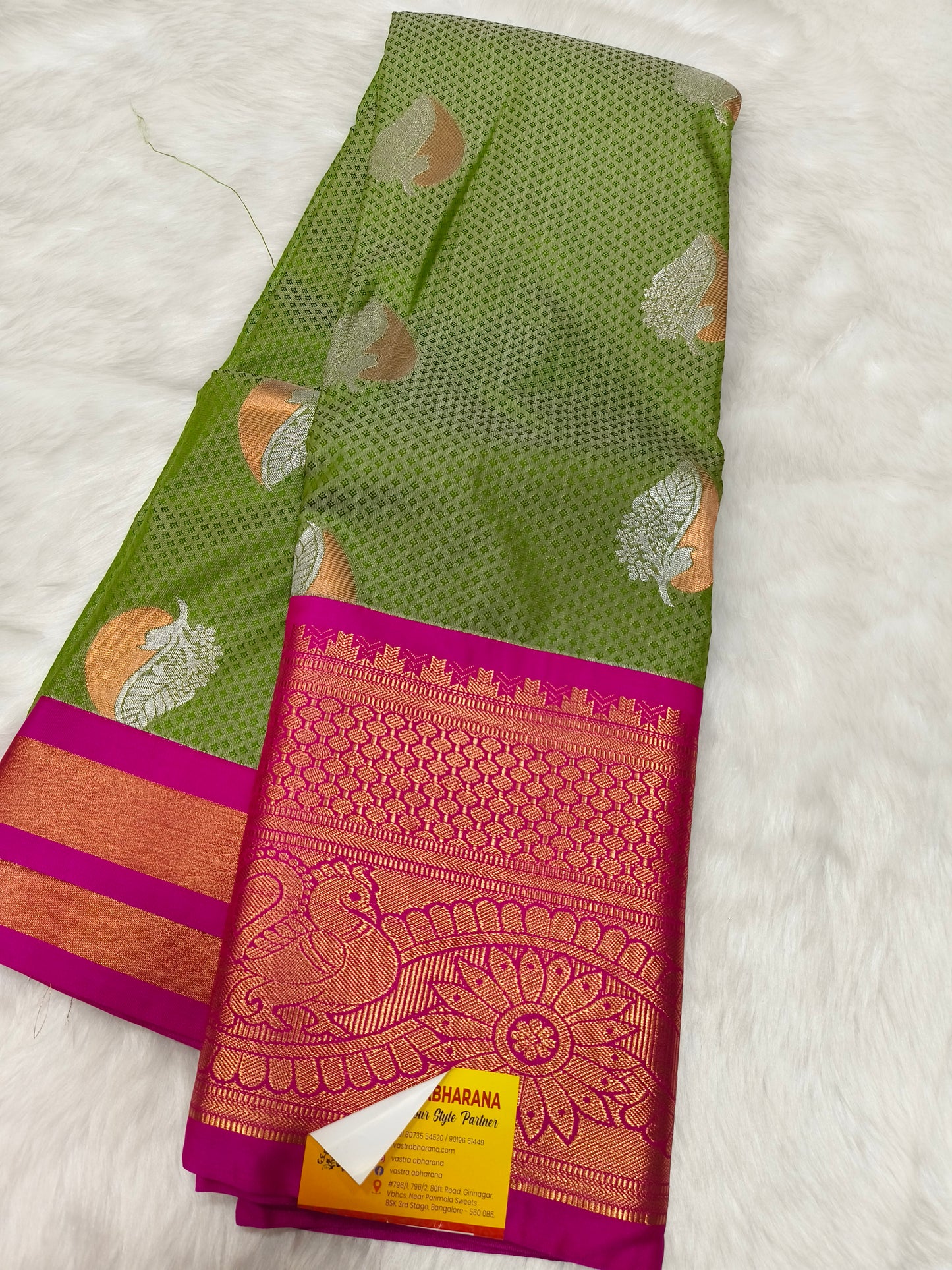 Pista Green Soft semi silk saree