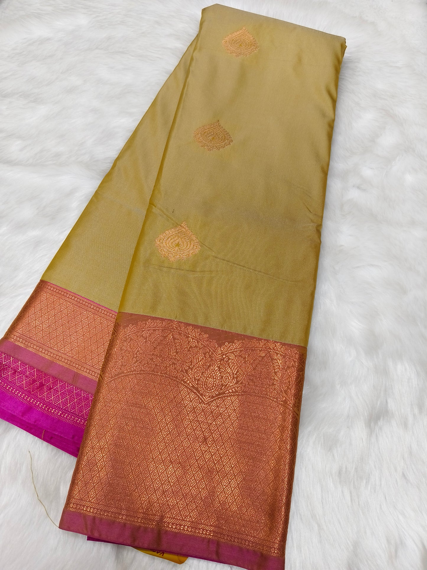 Light Gold Soft semi silk saree