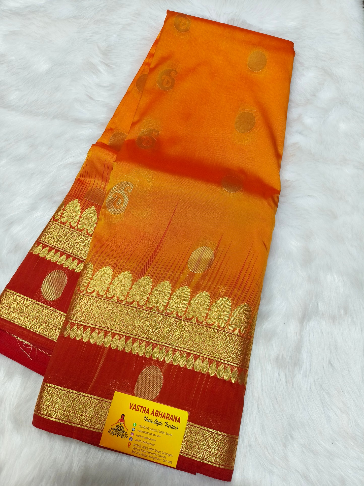 Orange Soft semi silk saree