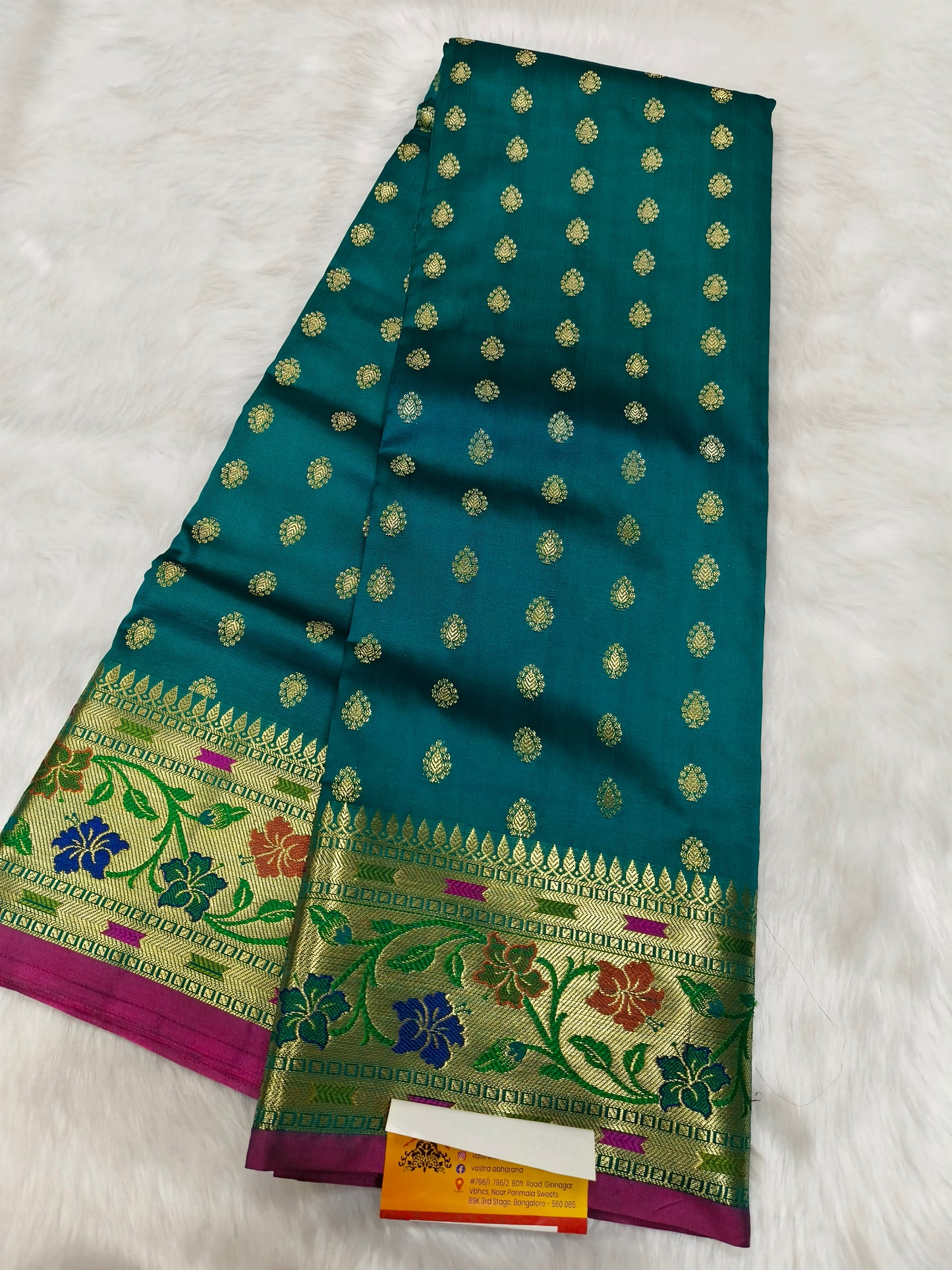 Teal Blue Soft semi silk saree