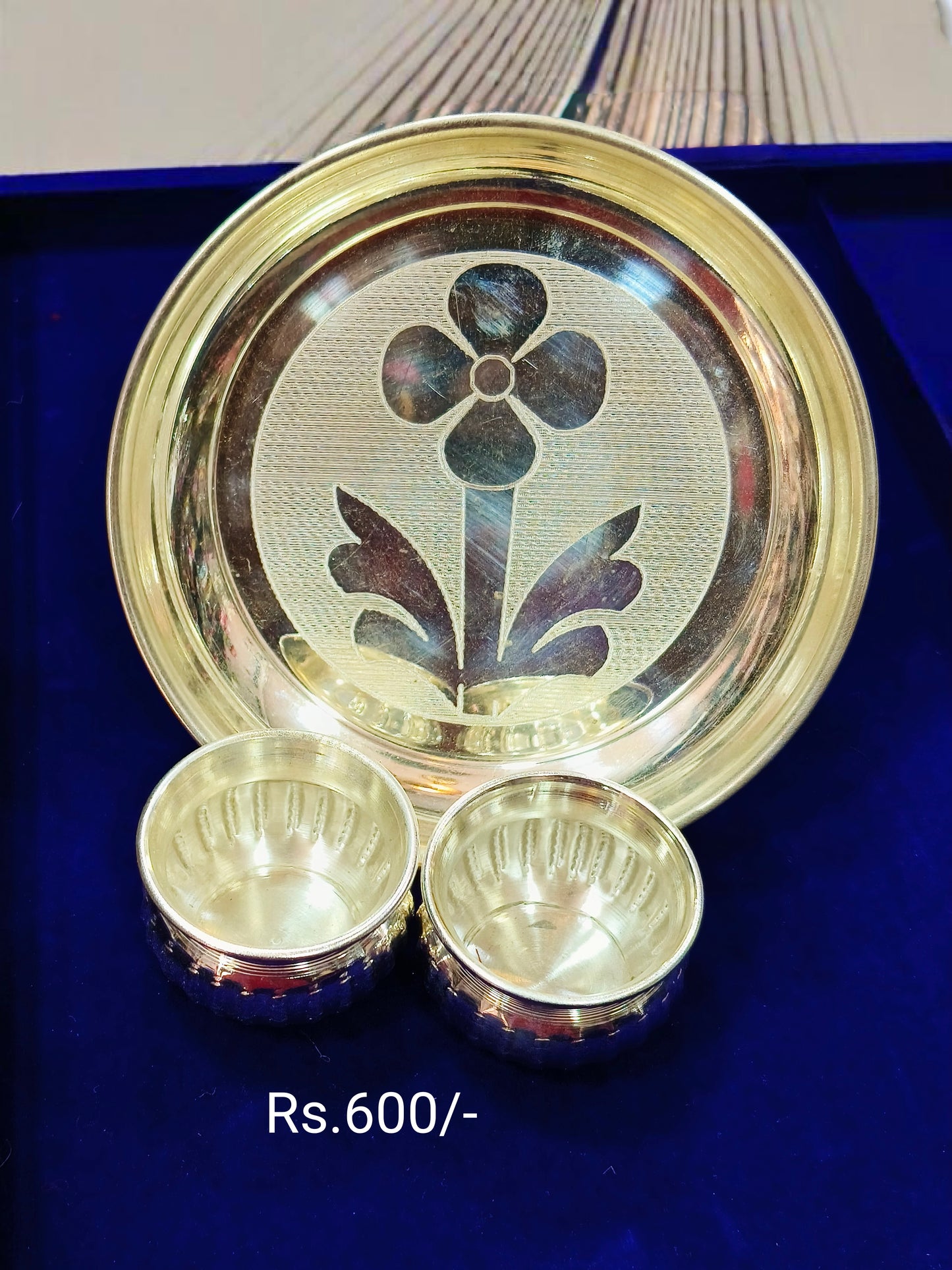 German silver Plate with Kumkum Holder