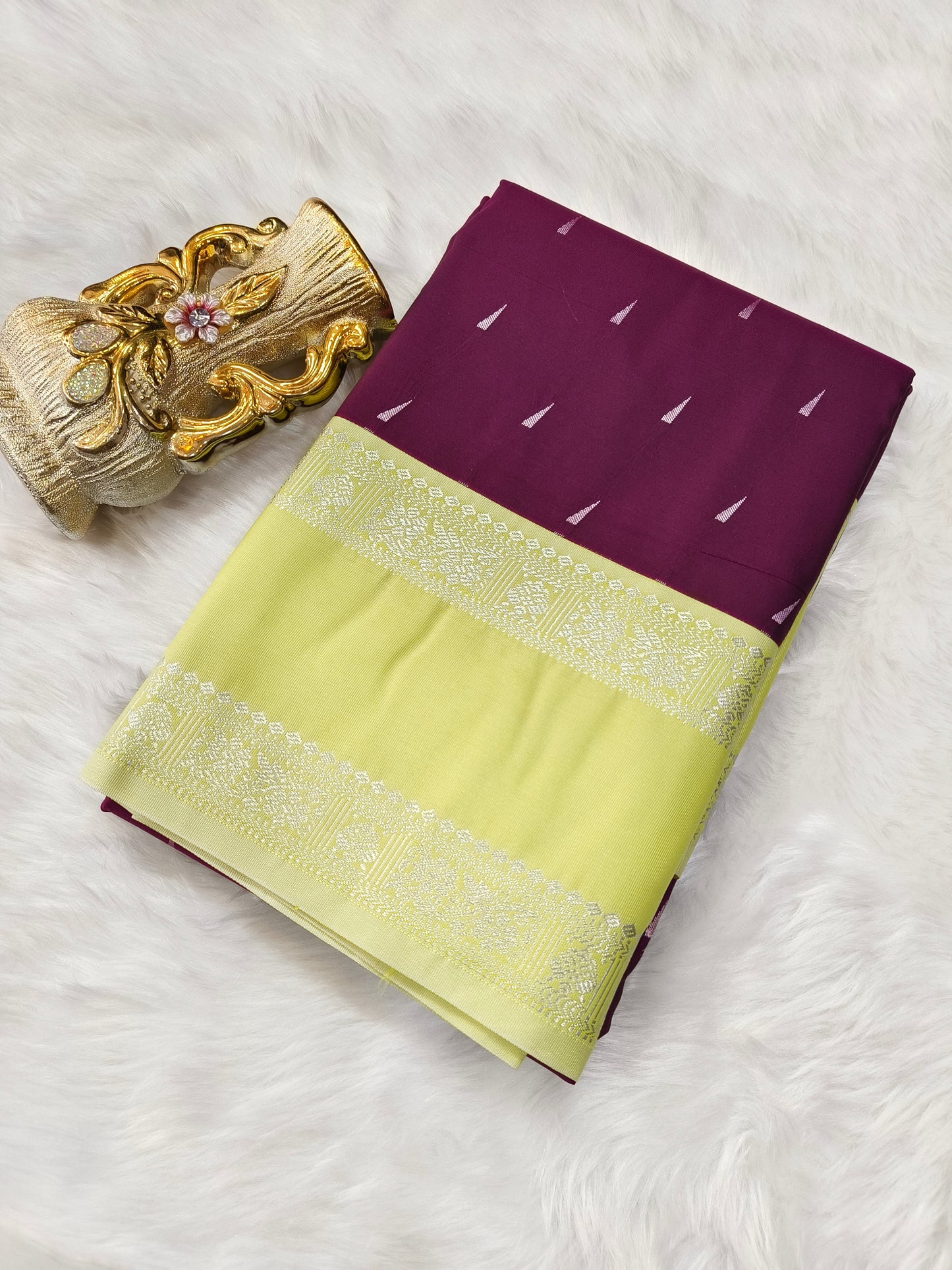 Dark wine kanjivaram silk saree