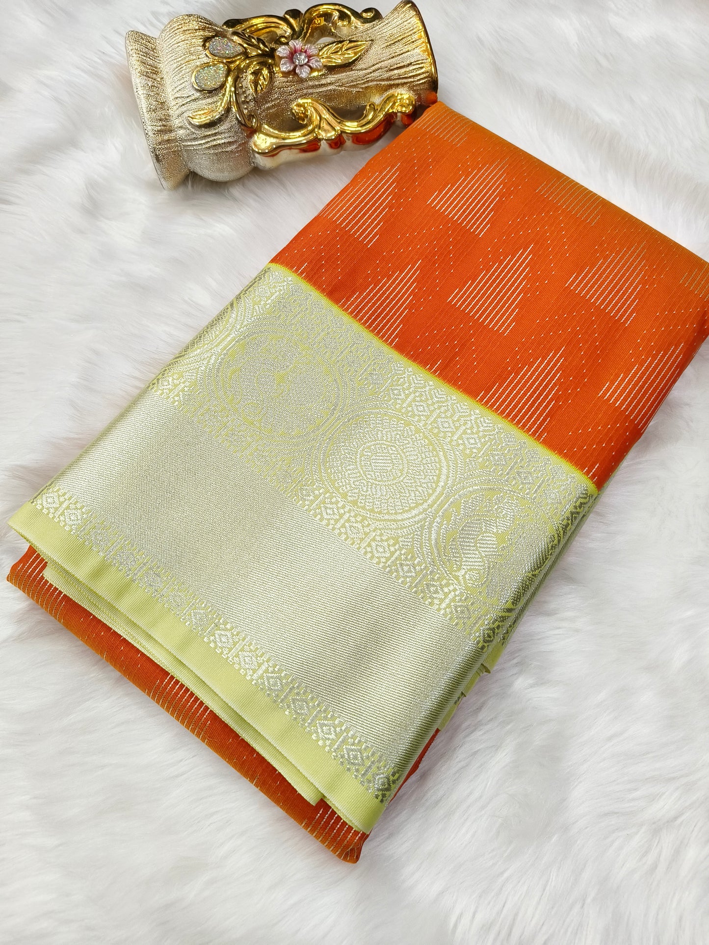 Orange kanjivaram silk saree