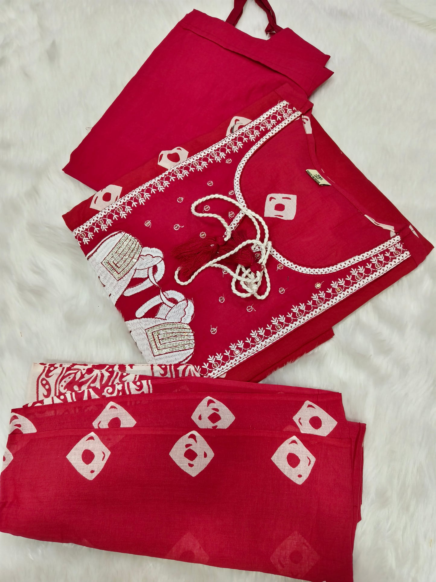 Pinkish red premium cotton suit