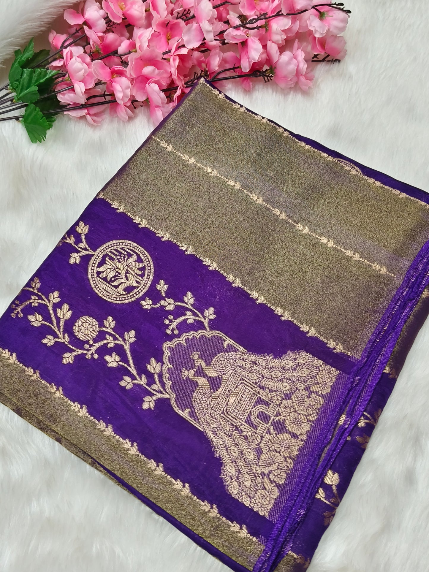 Purple designer silk saree