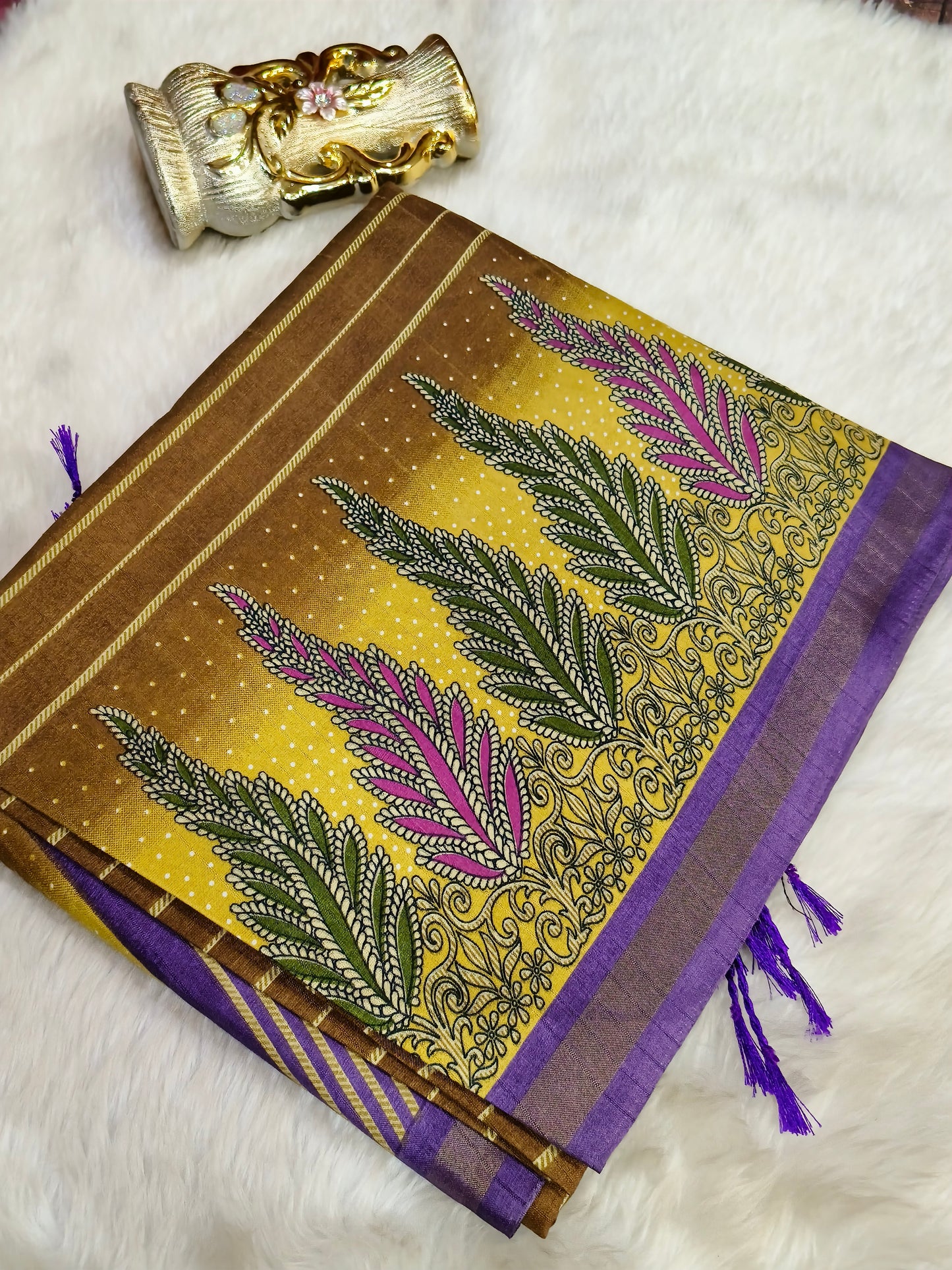 Chikoo Soft tussar silk saree