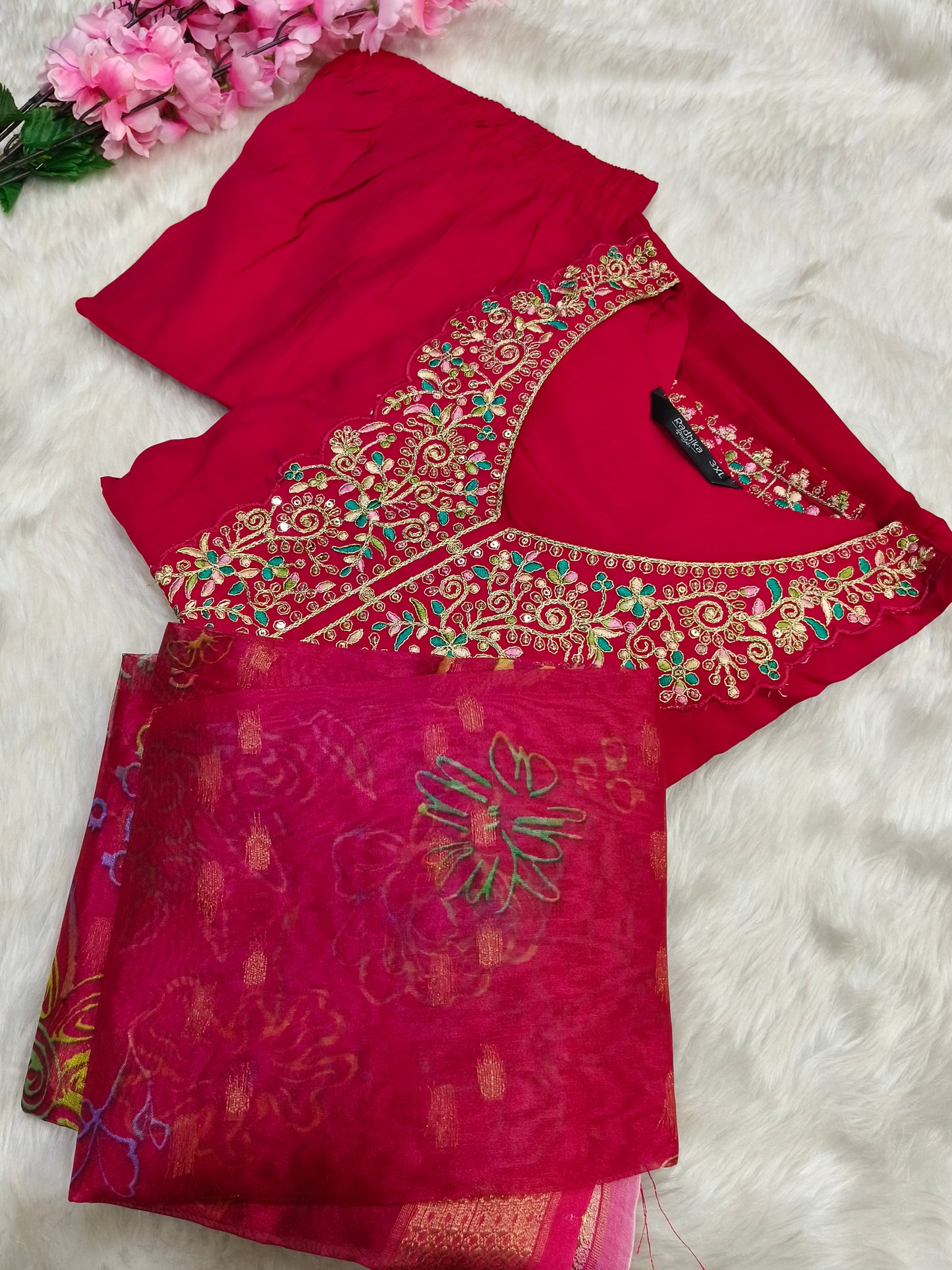 Pink designer anarkali suit