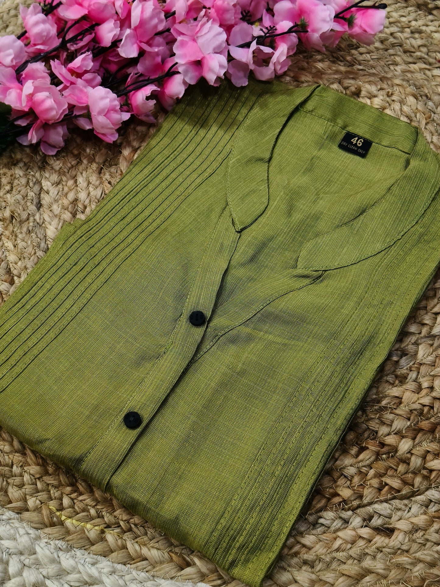 Olive Green Side cut Kurti