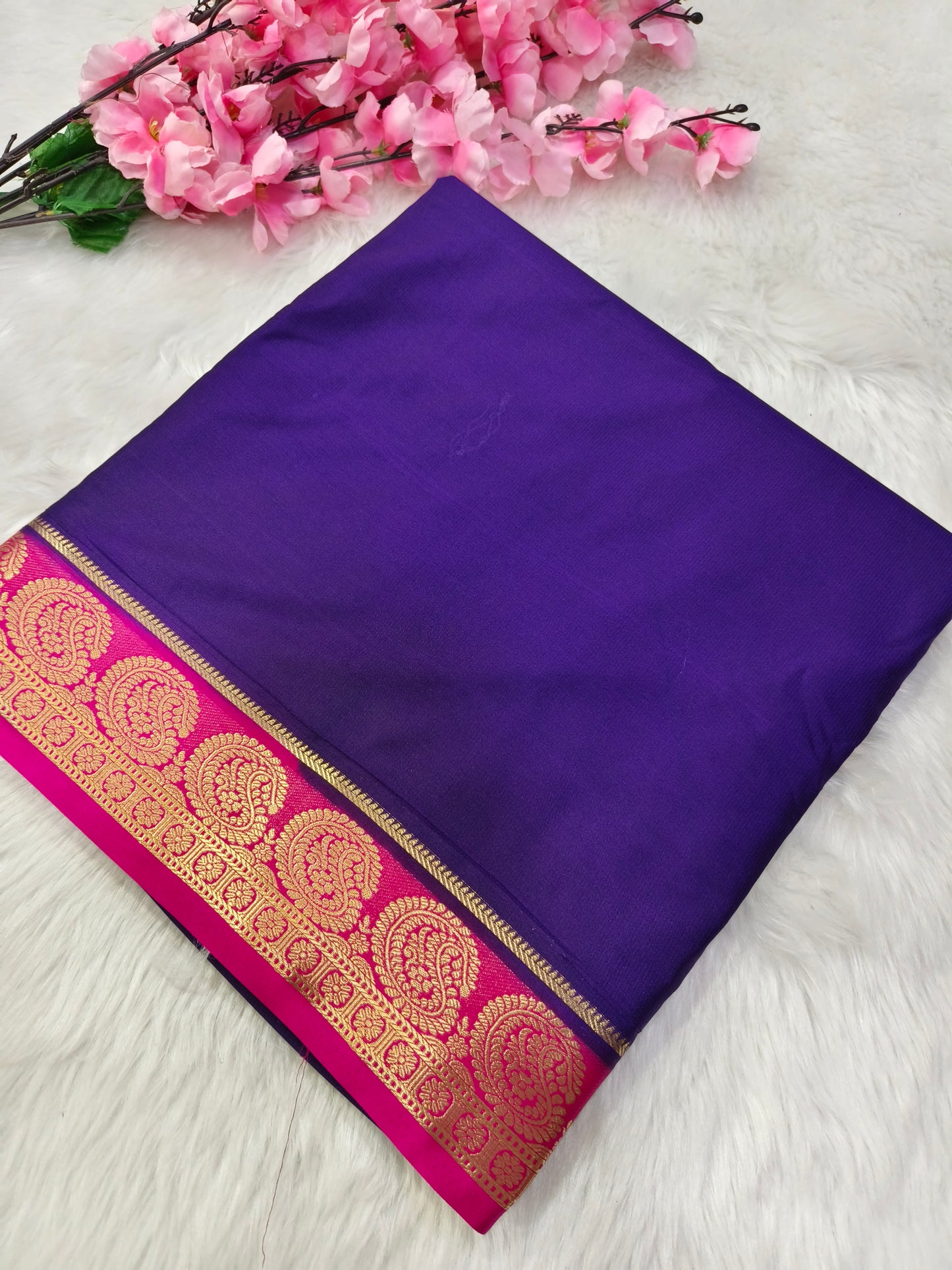 Purple semi Mysore crepe silk saree