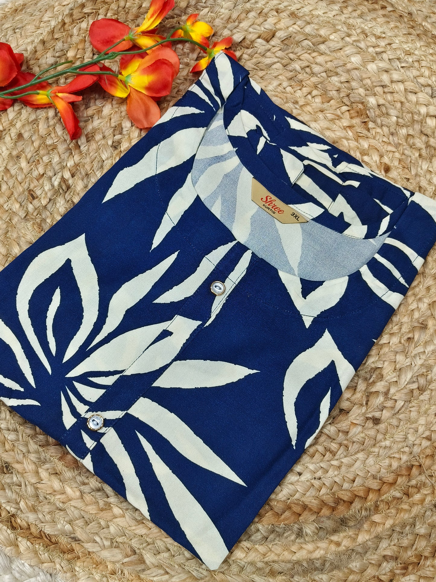 Blue Rayon Side cut Kurti
