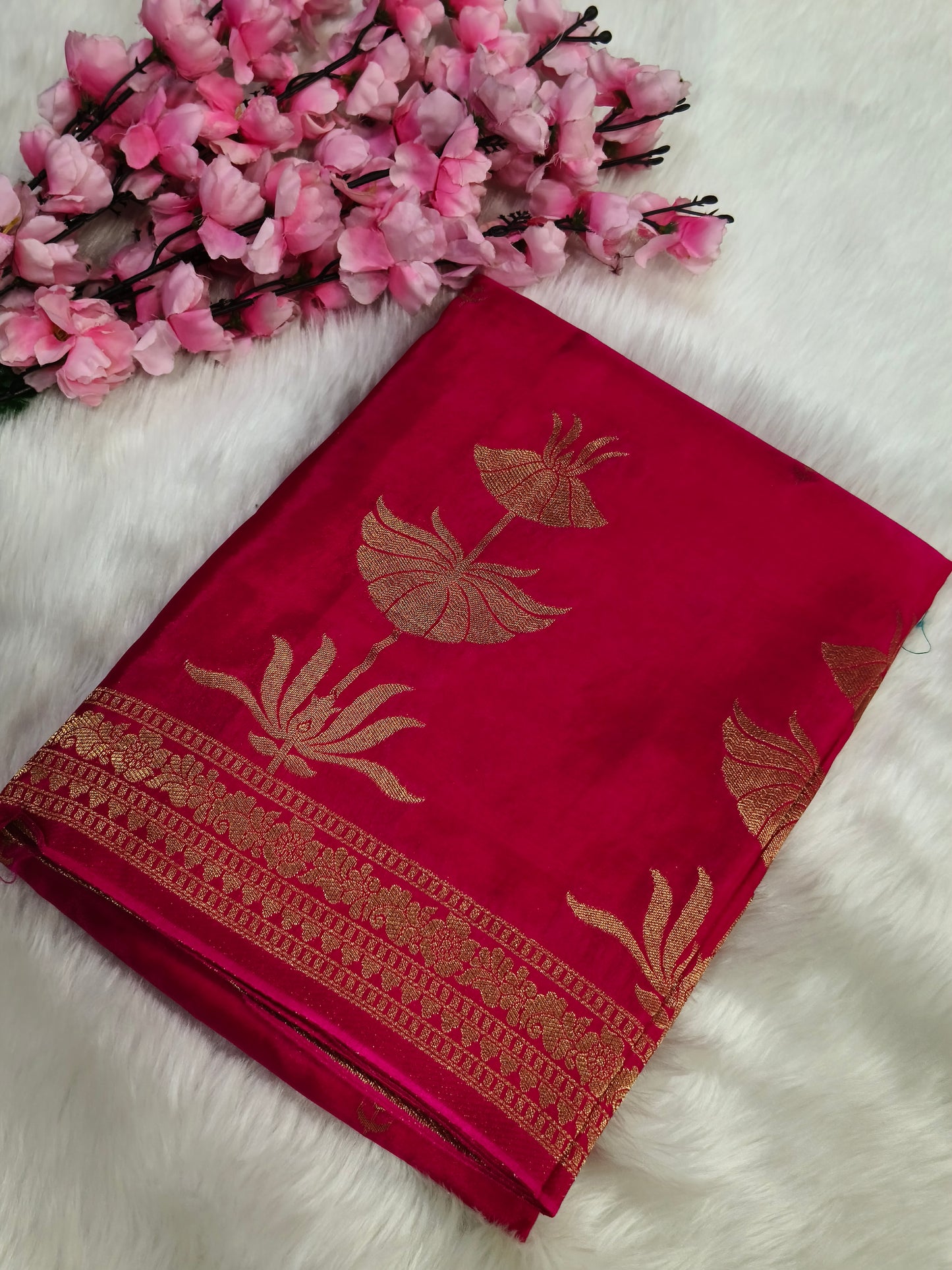 Rani Pink Munga silk saree